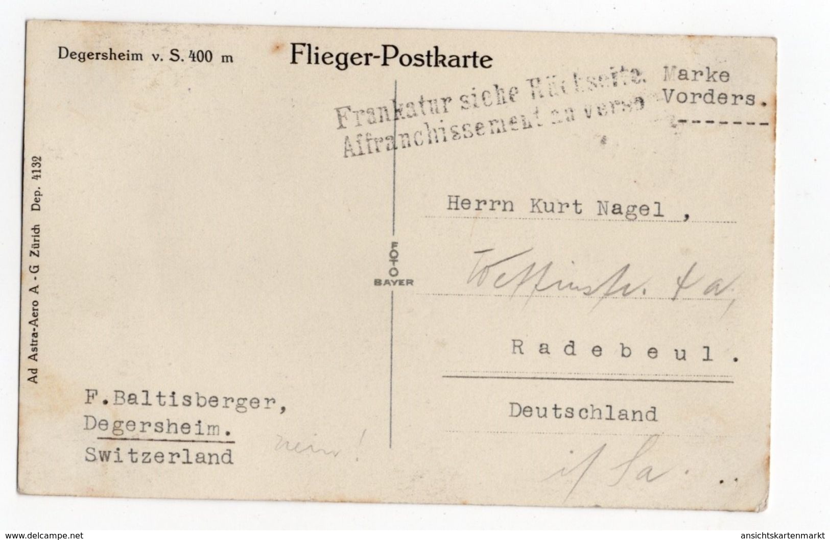 Degersheim, Flieger Postkarte, Fliegeraufnahme, Alte Foto Postkarte 1930 - Degersheim