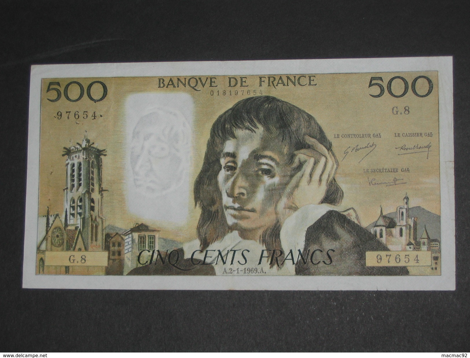 500 Francs - PASCAL   2-1-1969   **** EN ACHAT IMMEDIAT **** - 500 F 1968-1993 ''Pascal''