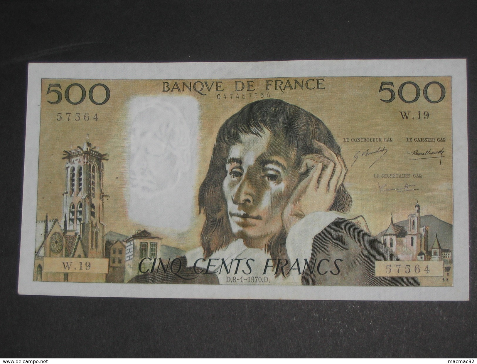 500 Francs  - PASCAL   8-1-1970   **** EN ACHAT IMMEDIAT ****  Alphabet W - 500 F 1968-1993 ''Pascal''