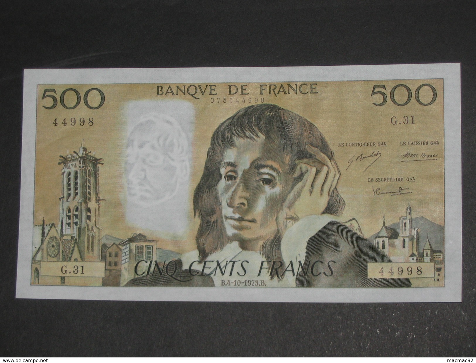 500 Francs  - PASCAL   4-10-1973   **** EN ACHAT IMMEDIAT **** - 500 F 1968-1993 ''Pascal''