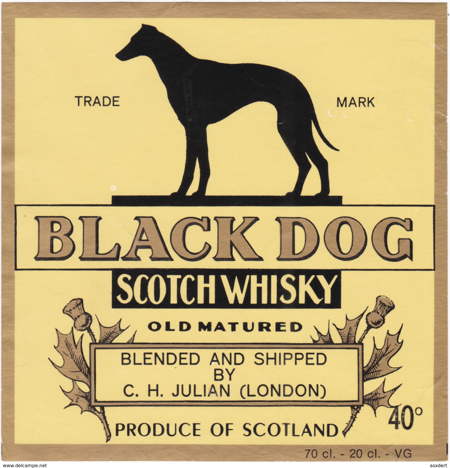 Scotch Whisky  " BLACK DOG "  Produce Of Scotland / Chien / Hond - Whisky