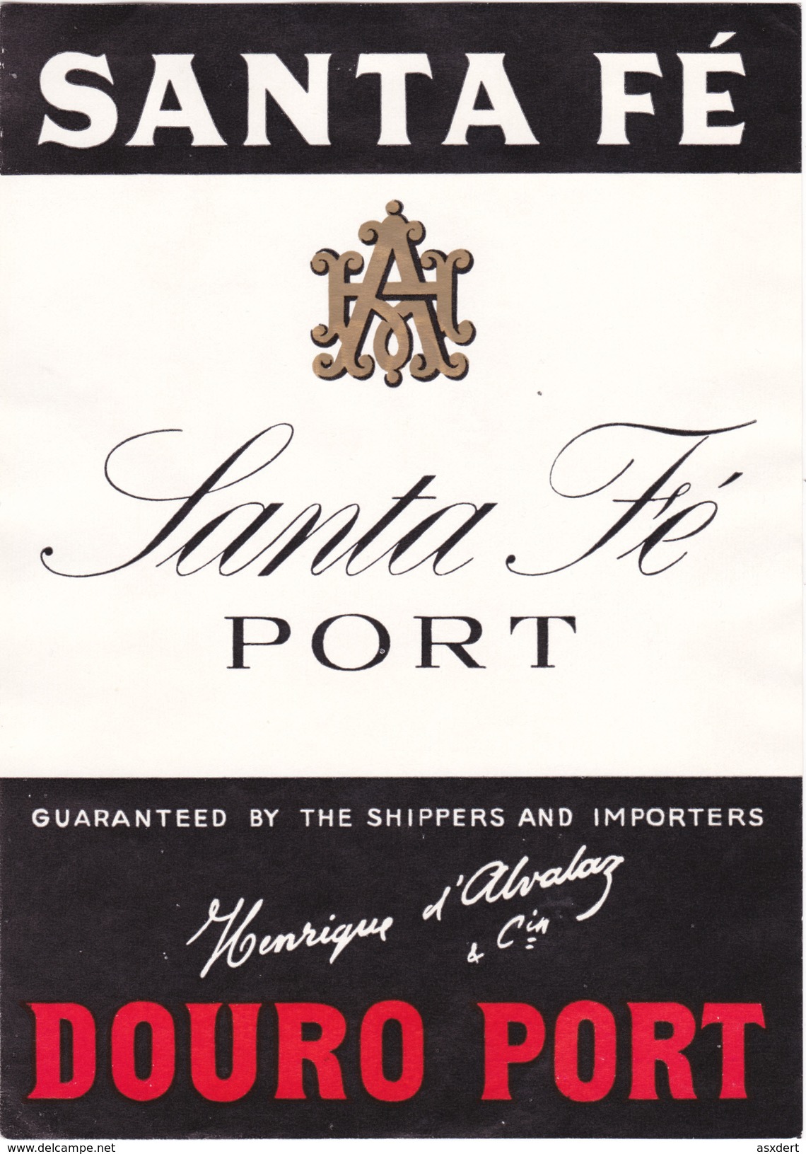 Etiket Douro Port  Santa Fé / Henrique D'Alvalaz / Alcohol - Alkohole & Spirituosen