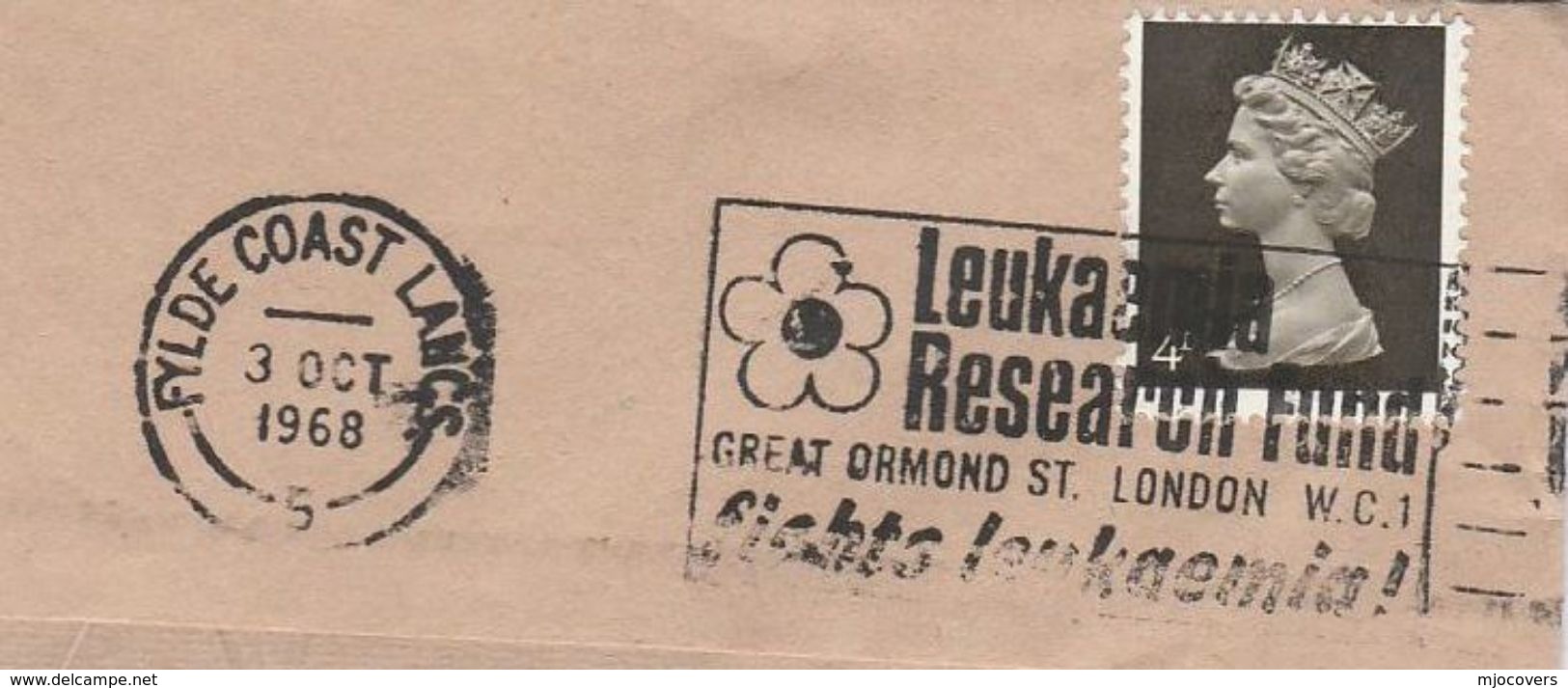 1968 Cover SLOGAN Fight LEUKAEMIA , RESEARCH FUND, GREAT ORMOND STREET Cancer Health Medicine Stamps Gb - Disease