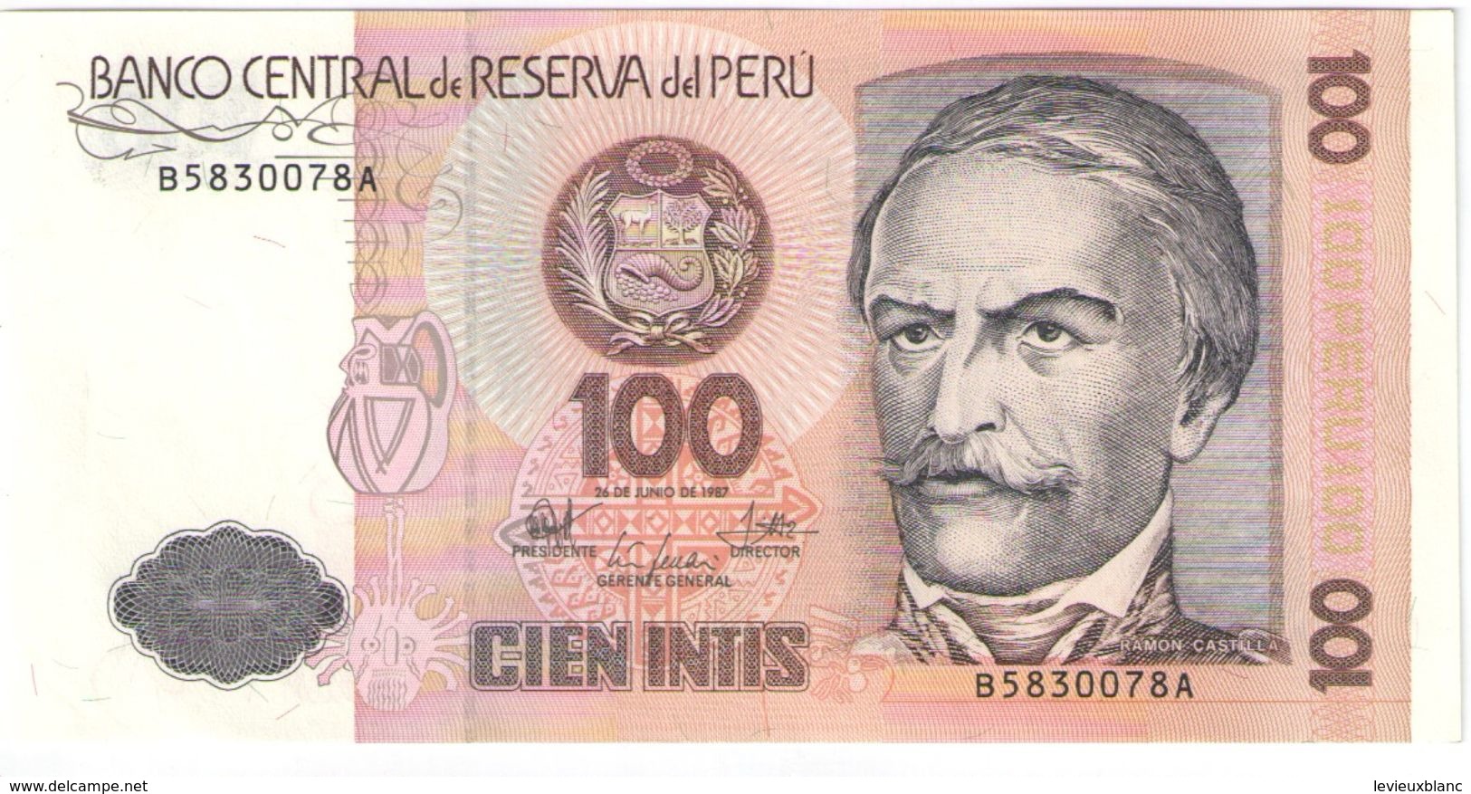 Cient Intis/Banco Central De Reserva Del Peru/1987                BILL187 - Pérou