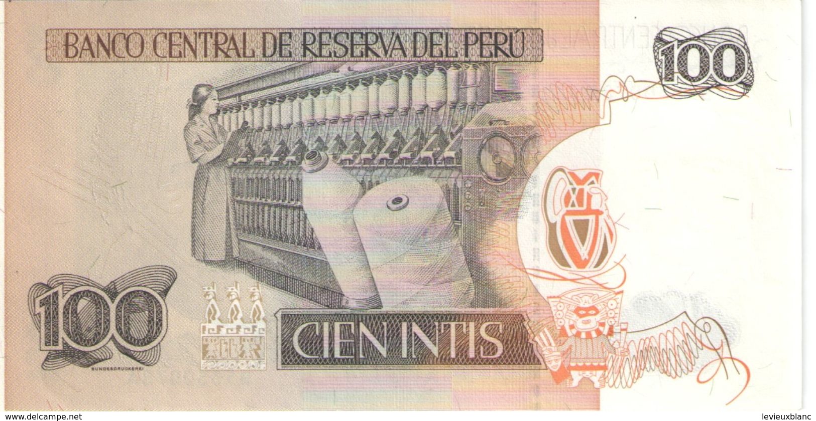 Cient Intis/Banco Central De Reserva Del Peru/1987                BILL187 - Perú