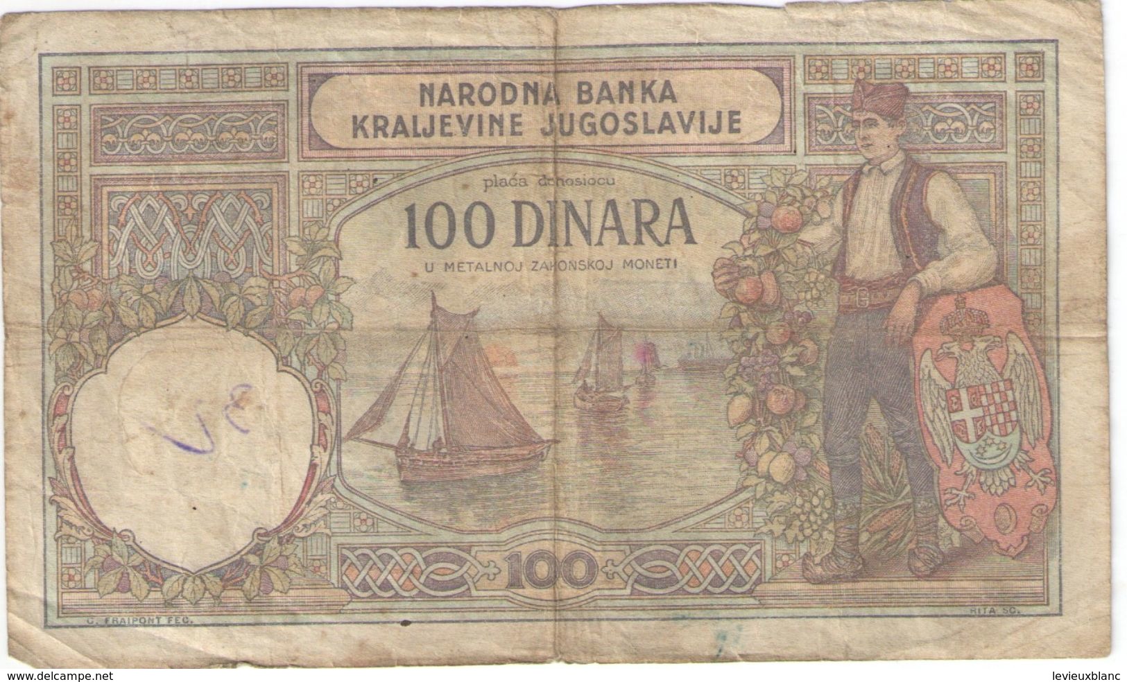 100 Dinara/Narodna Banka Kraijevine Jugoslavije/1929                BILL188 - Yugoslavia