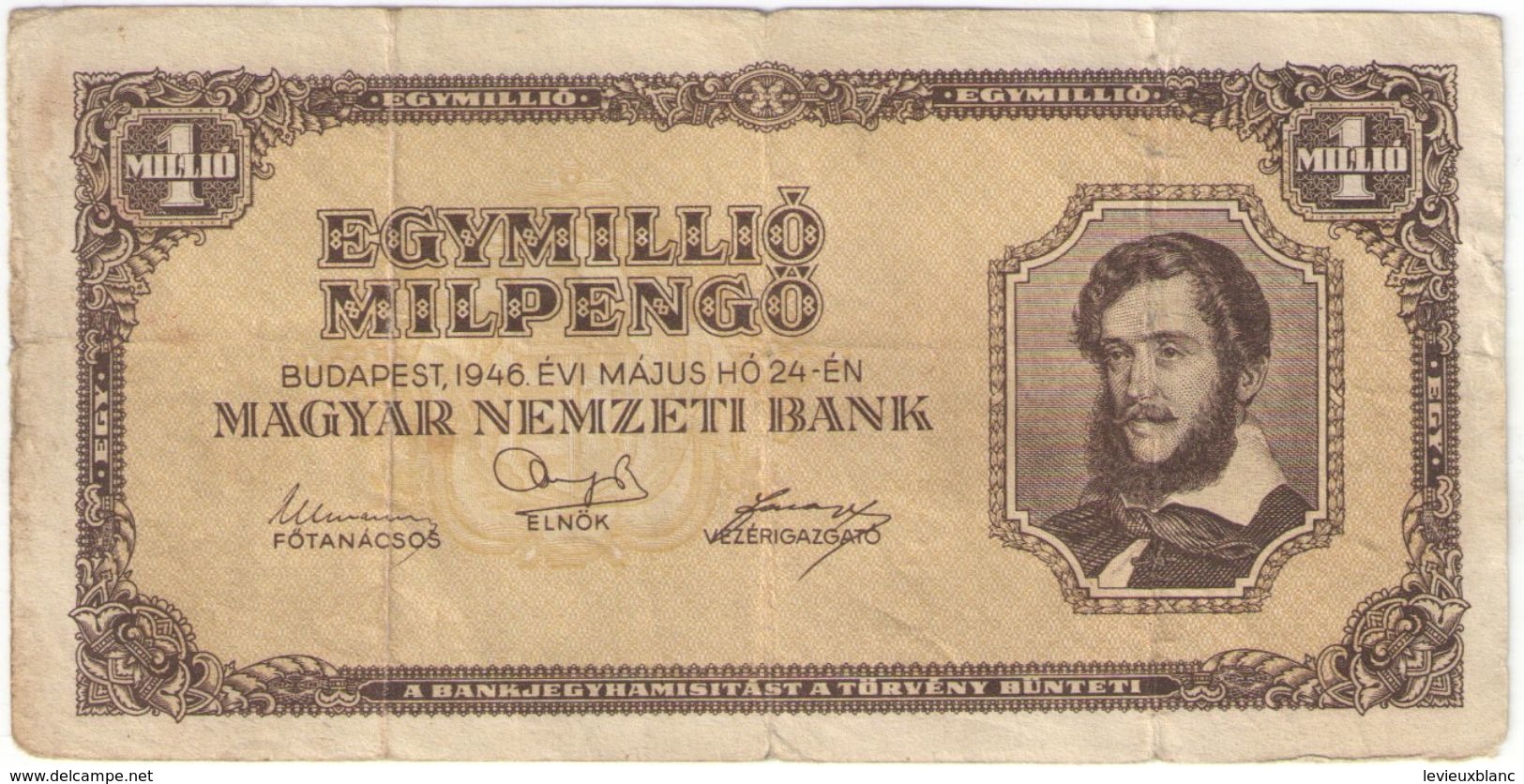 Egyimillio Milpengo / Magyar Nemzeti Bank /1946                BILL189 - Hungría