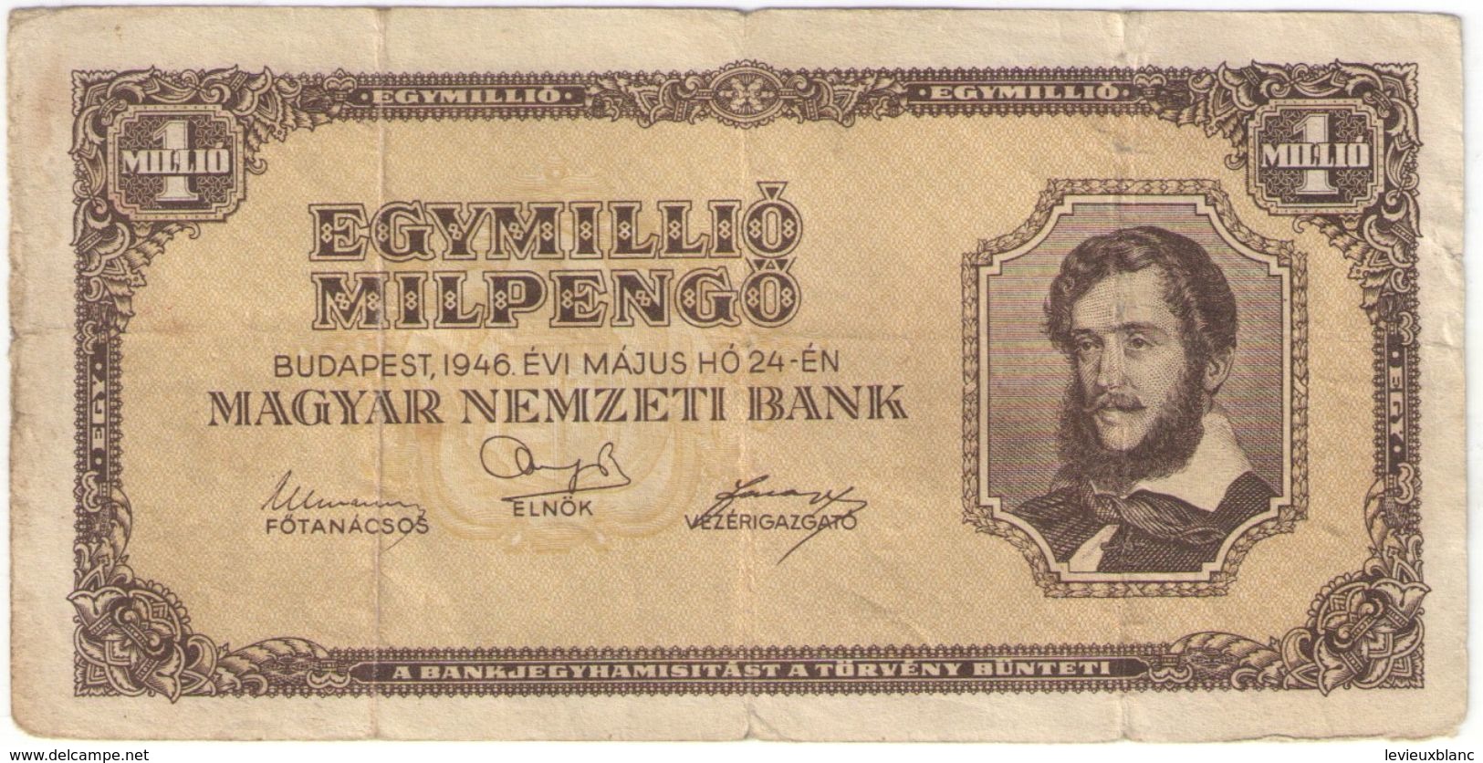 Egyimillio Milpengo / Magyar Nemzeti Bank /1946                BILL189 - Ungheria