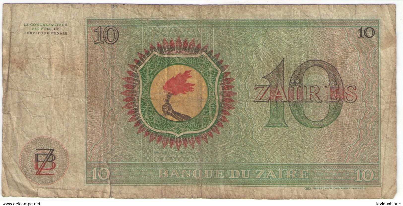 Dix Zaïres/Banque Du Zaïre/ /1979                BILL190 - Zaïre