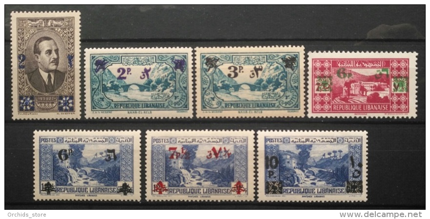 E11AK Lebanon 1938 Mi. 243-249 Complete Set 7v. Of Surcharged Stamps-MNH - Lebanon