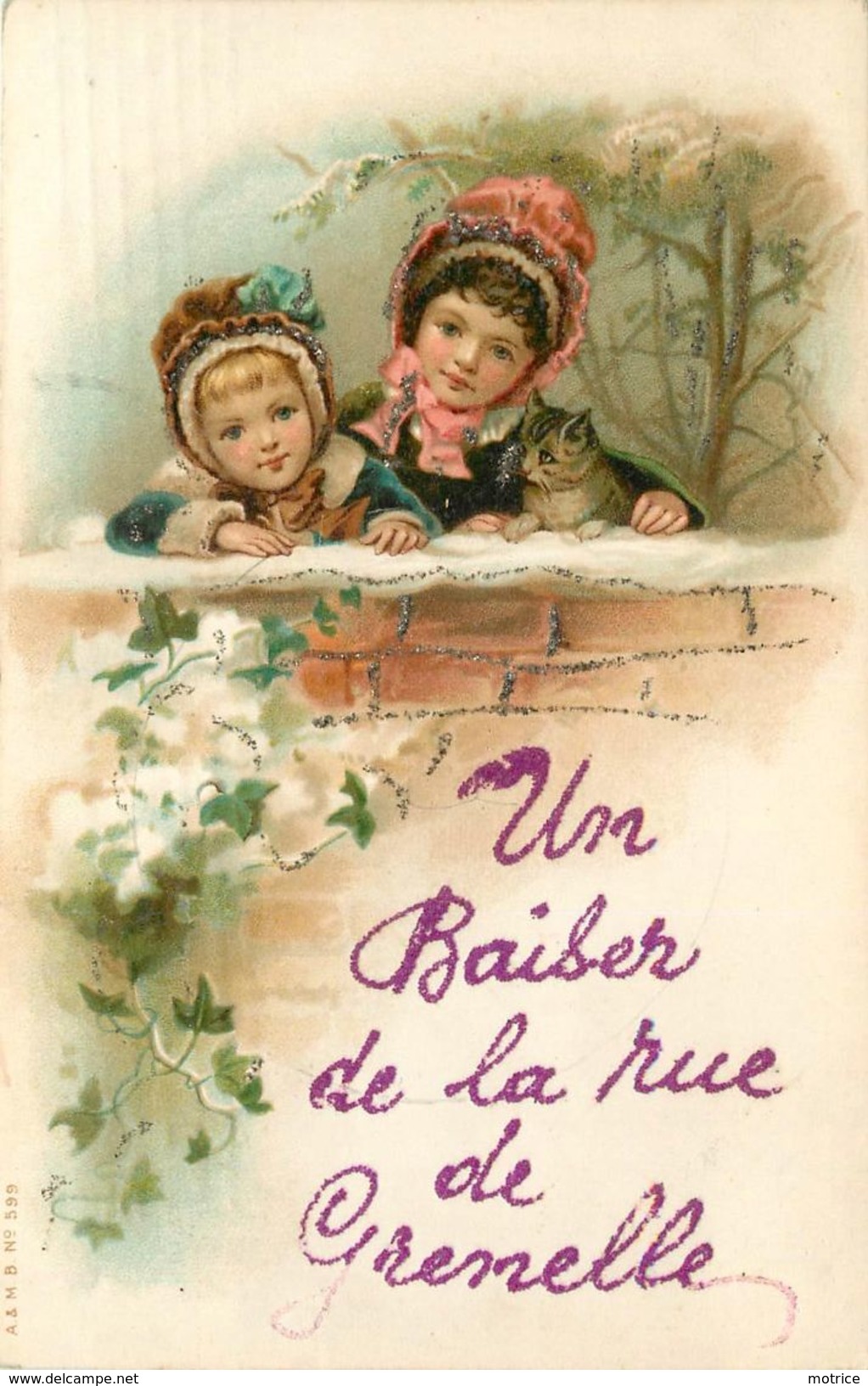 PARIS - Un Baiser De La Rue De Grenelle, Carte Fantaisie.(petit Chat) - District 15