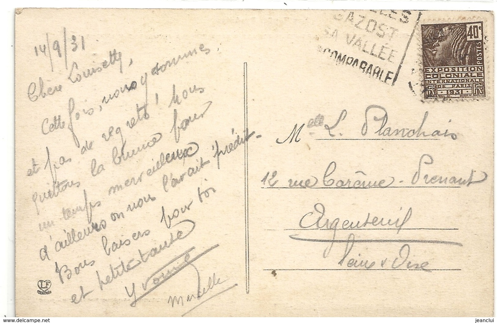 1386. ENVIRONS D'ARGELES . ROUTE THERMALE D'EAUX-BONNES AU-DESSUS D'ARRENS . AFFR LE 14-9-1931 . 2 SCANES - Autres & Non Classés