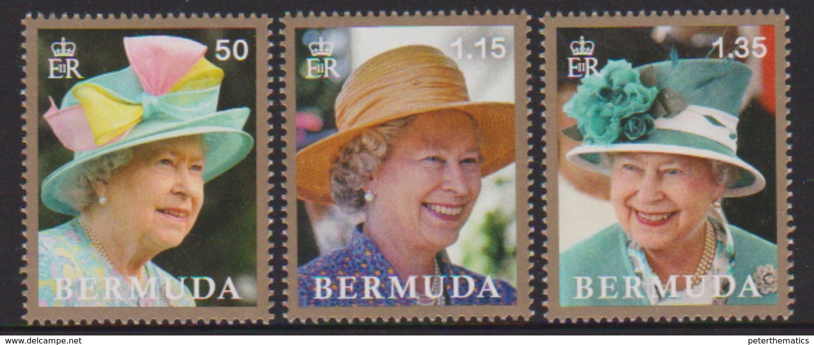 BERMUDA , 2017, MNH, ROYALS, QEII REIGN, QUEEN ELIZABETH II, 3v - Royalties, Royals