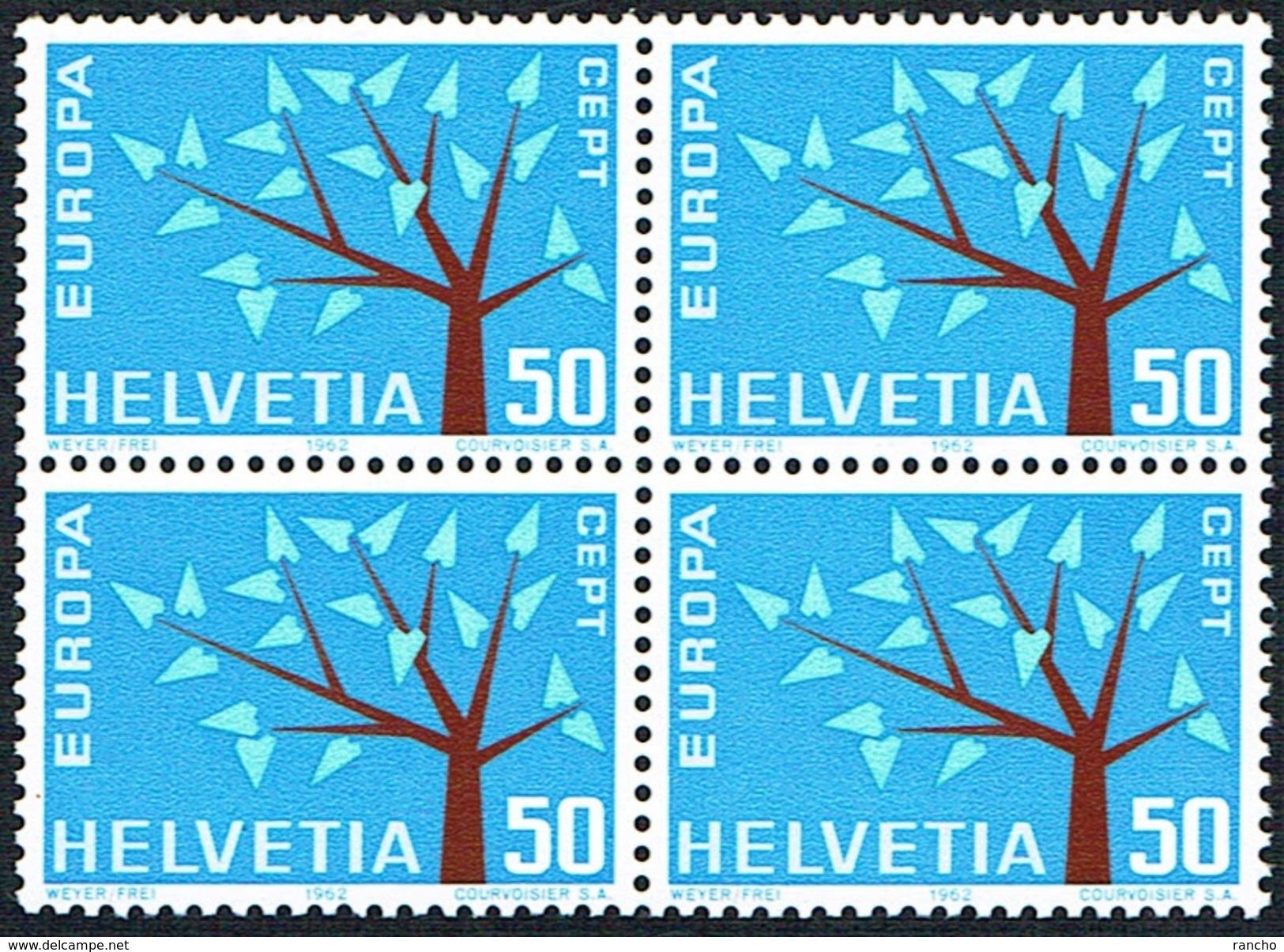 ** Variétés Branches Courtes 2xBLOCS DE 4 NEUFS 1962 C/S.B.K. Nr:389Ab/390Ab. Y&TELLIER Nr:698/699. MICHEL Nr:756/757.** - Errors & Oddities