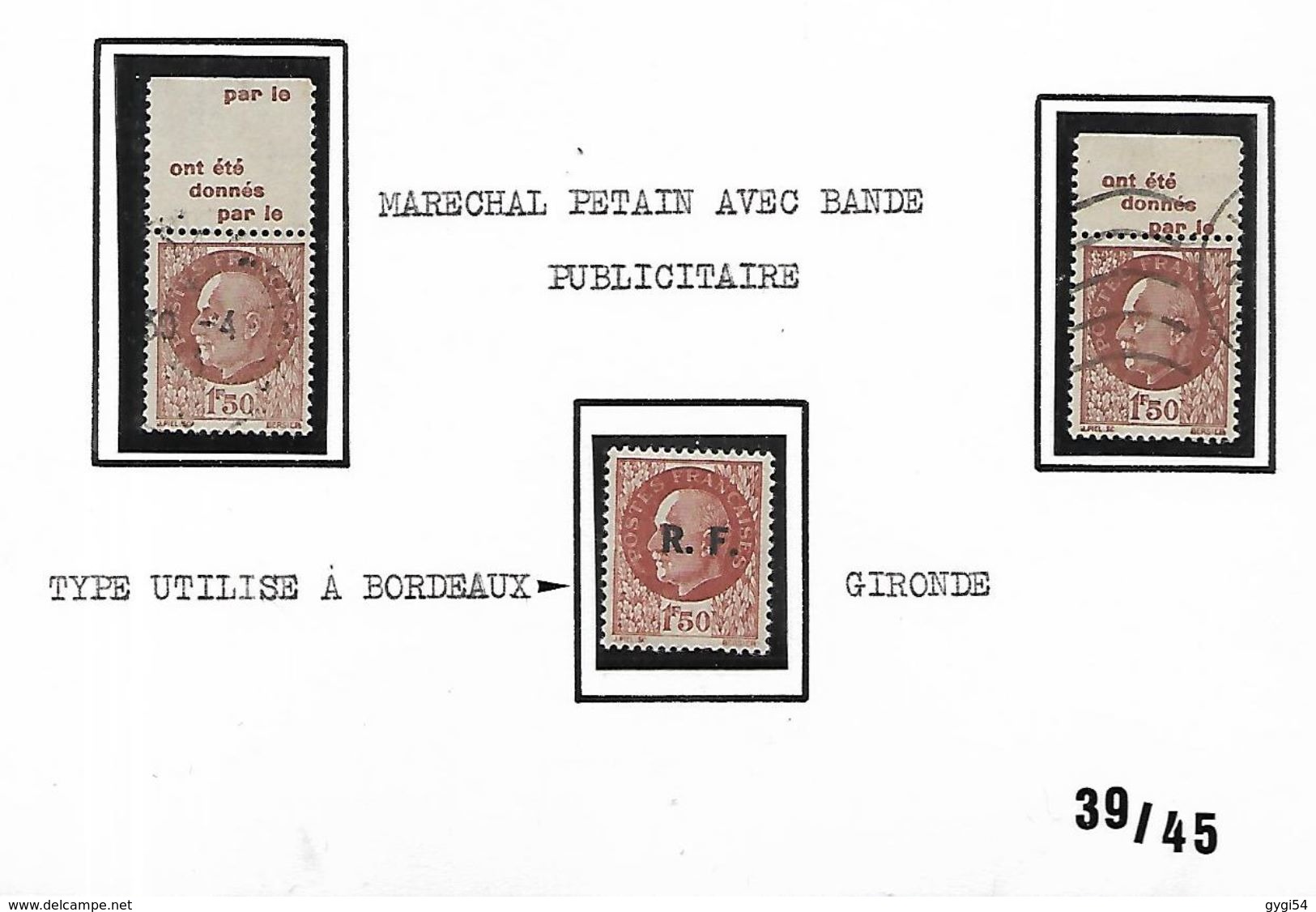 Timbres De La Libération De 1941 Et 1942 Utilisés Avec Bande Publicitaire Et à Bordeaux - Befreiung