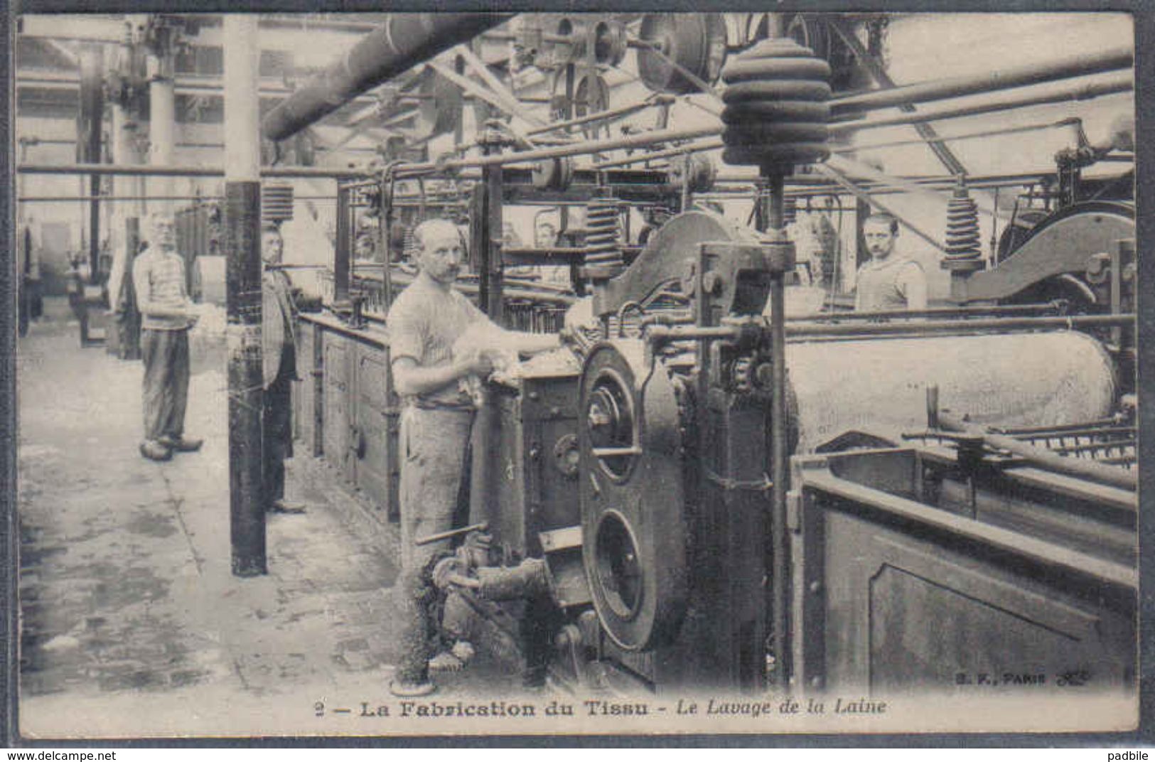 Carte Postale 59. Caudry  La Fabrication Du Tissu Le Lavage De La Laine  Trés Beau Plan - Caudry