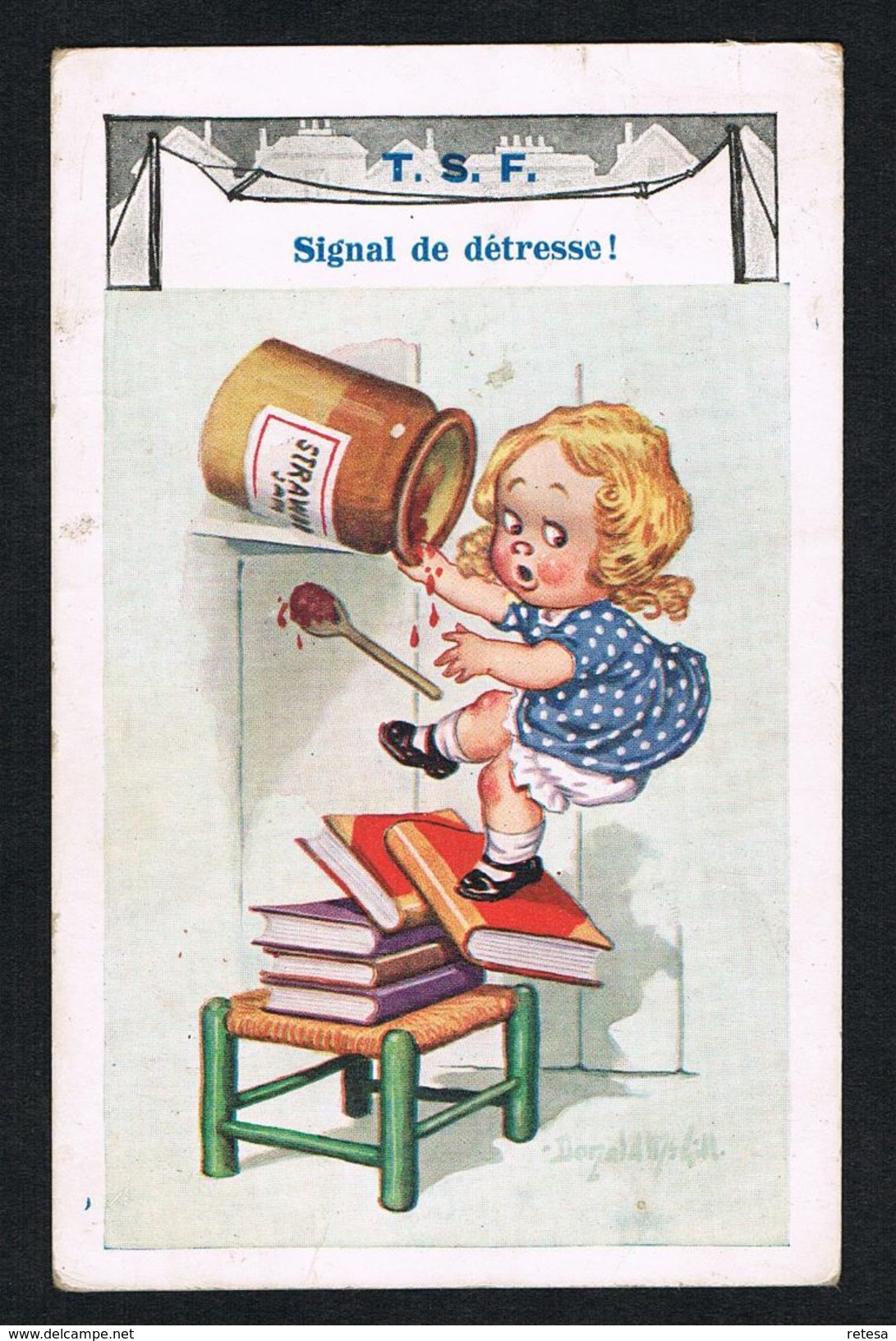 BELGIE  OUDE POSTKAART  SIGNAL DE DETRESSE !  GESTEMPELD BRUGGE 1924 - Cartes Humoristiques