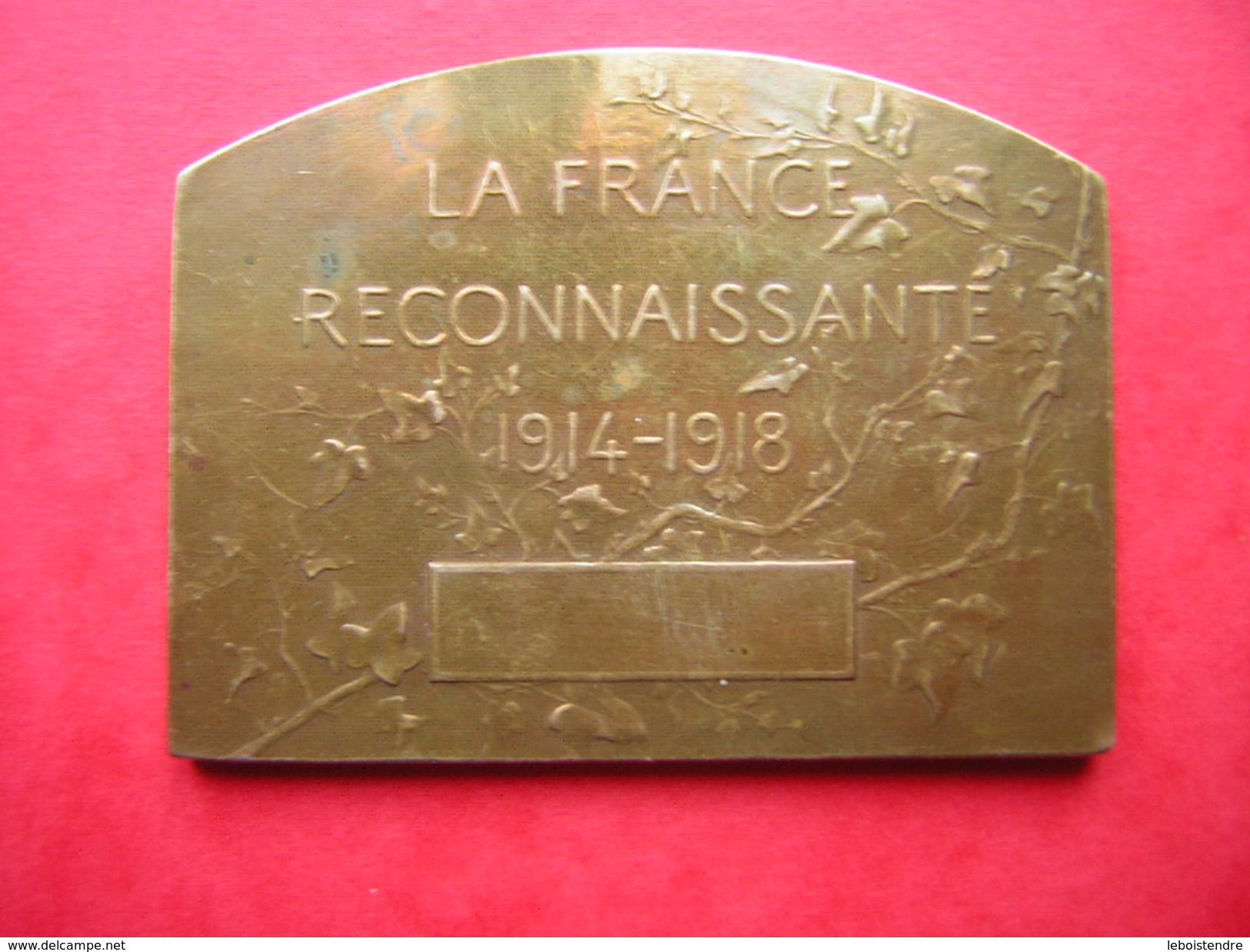 Plaque Médaille En Bronze La France Reconnaissante 1914-1918 Stern Paris 7 X 5.3 Cm Poids 99 Grammes - France