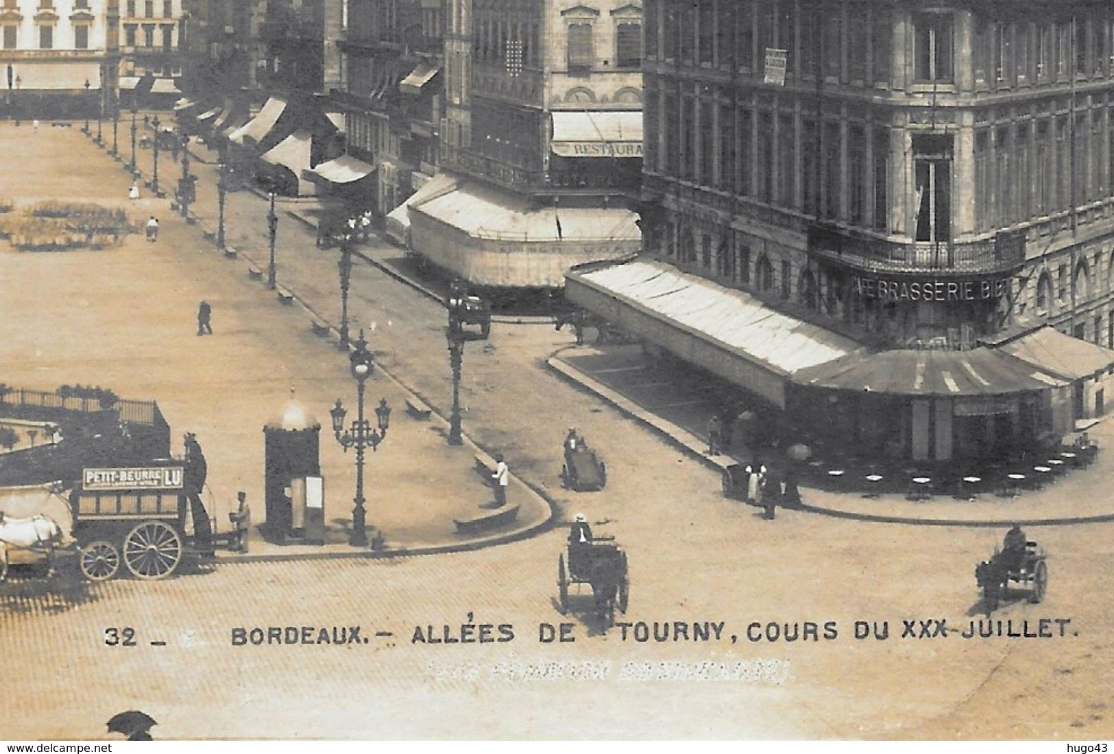 (RECTO / VERSO) - BORDEAUX EN 1907 - N° 32 - ALLEE DE TOURNY - COURS DU XXX JUILLET ANIME - BEAU CACHET - CPA VOYAGEE - Bordeaux