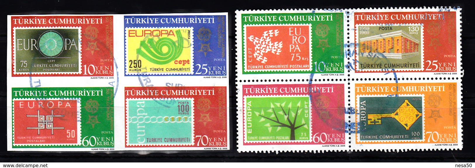 Turkije 2005 Mi Nr Blok 58 + 59 Zegel Op Zegel, Stamps On Stamps, Europa - Oblitérés