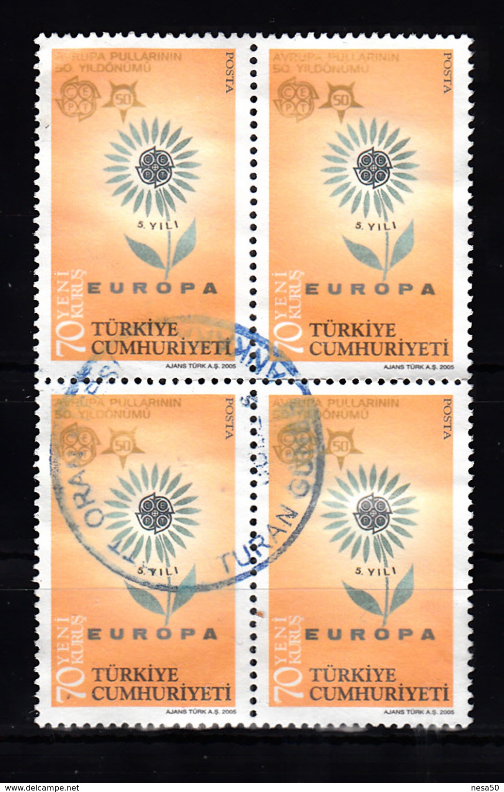 Turkije 2005 Mi Nr  3488, Blok Van 4 , Europa - Oblitérés