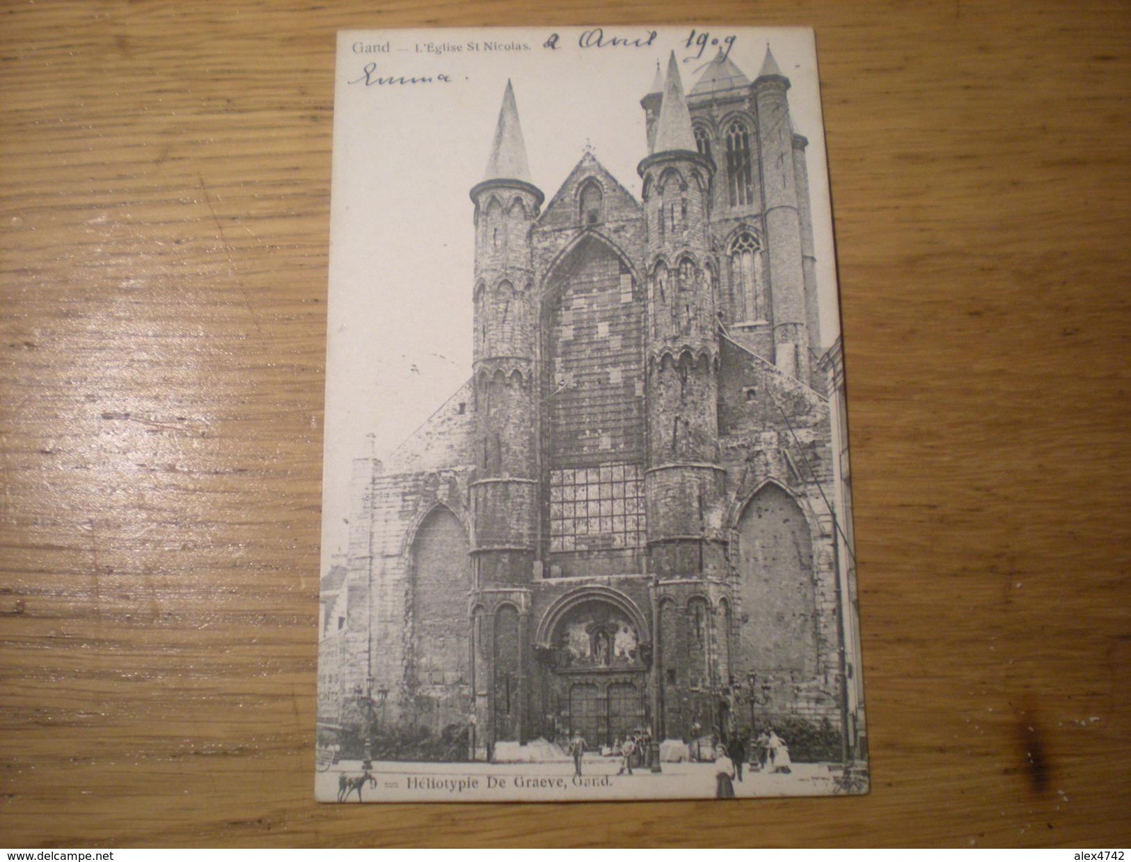 Gand, Léglise St Nicolas, Héliotypie De Graeve, 1909, Timbre (V3) - Gent