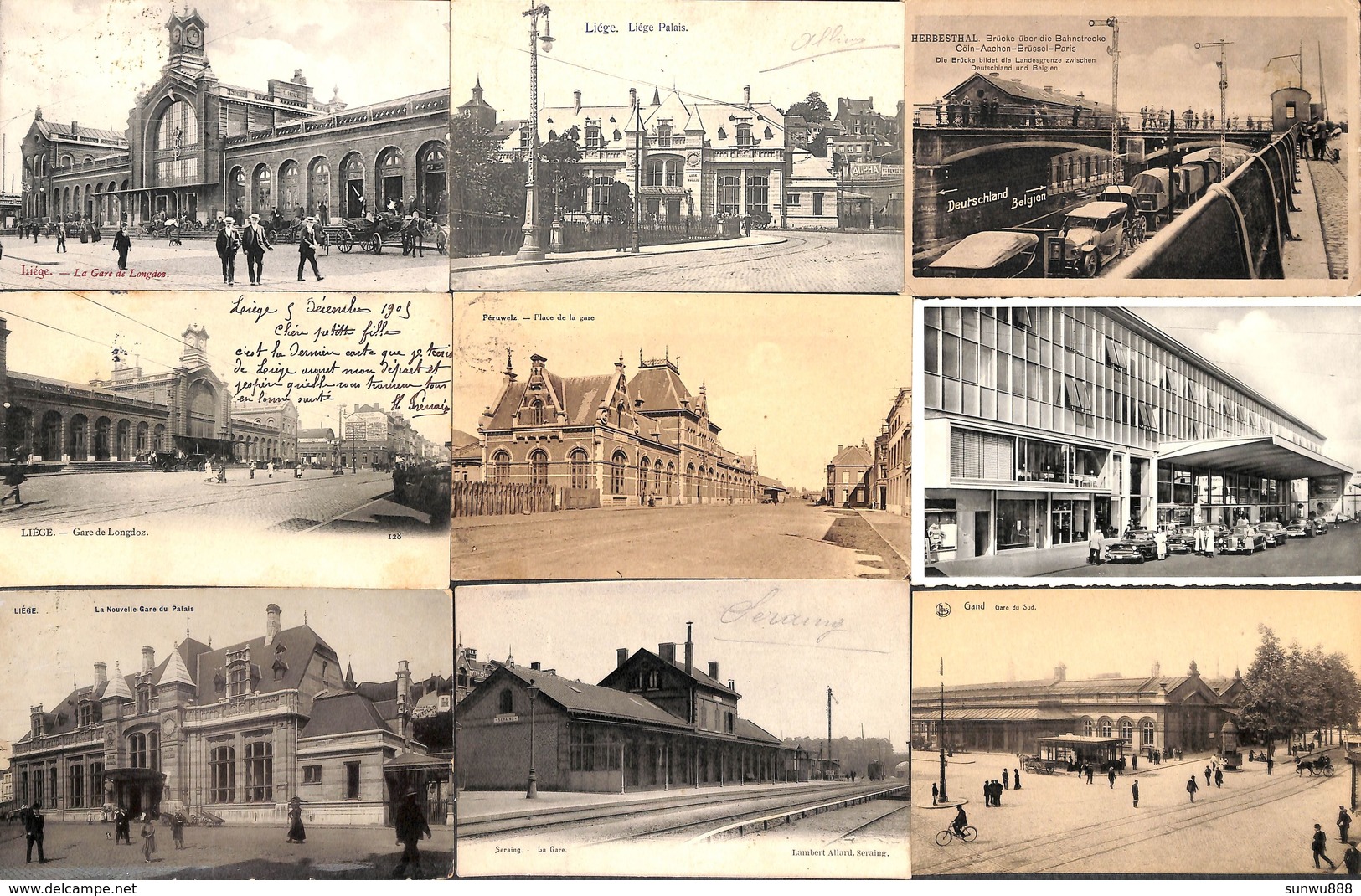 Lot de 77 cartes Gare Station Statie Belgique (Spontin, Hockai, Liège, Bruxelles, Anvers, Namur, tram, tramway..)