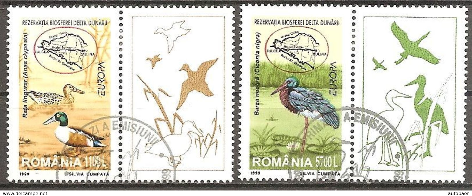 Romania Rumänien 1999 Europa Cept Michel 5414-15 Zierfeld Vignette Label Used Oblitéré Gestempelt Cancelled Oo - 1999