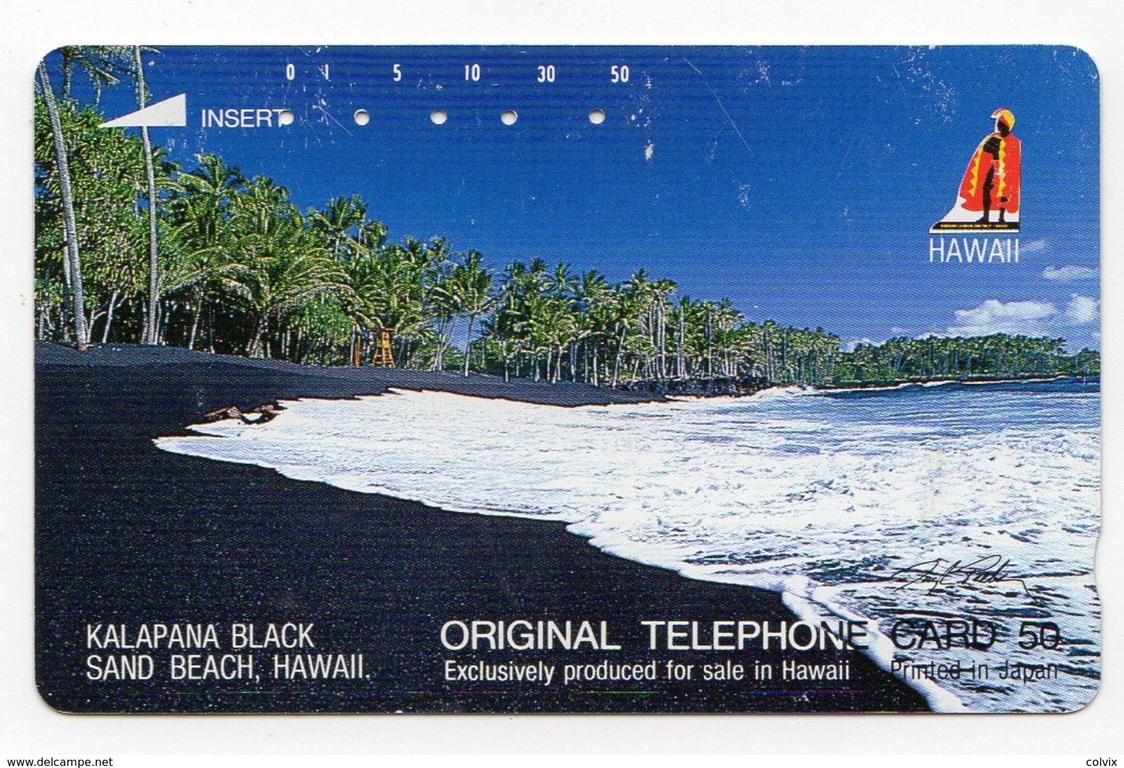 HAWAII TELECARTE Japon KALAPANA BLACK SAND BEACH PALMIER - Hawaii