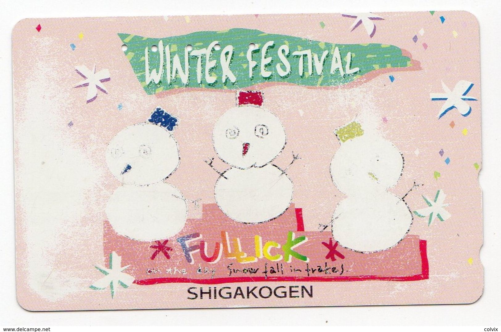 JAPON TELECARTE NOEL SNOWMAN Bonhomme De Neige - Noel