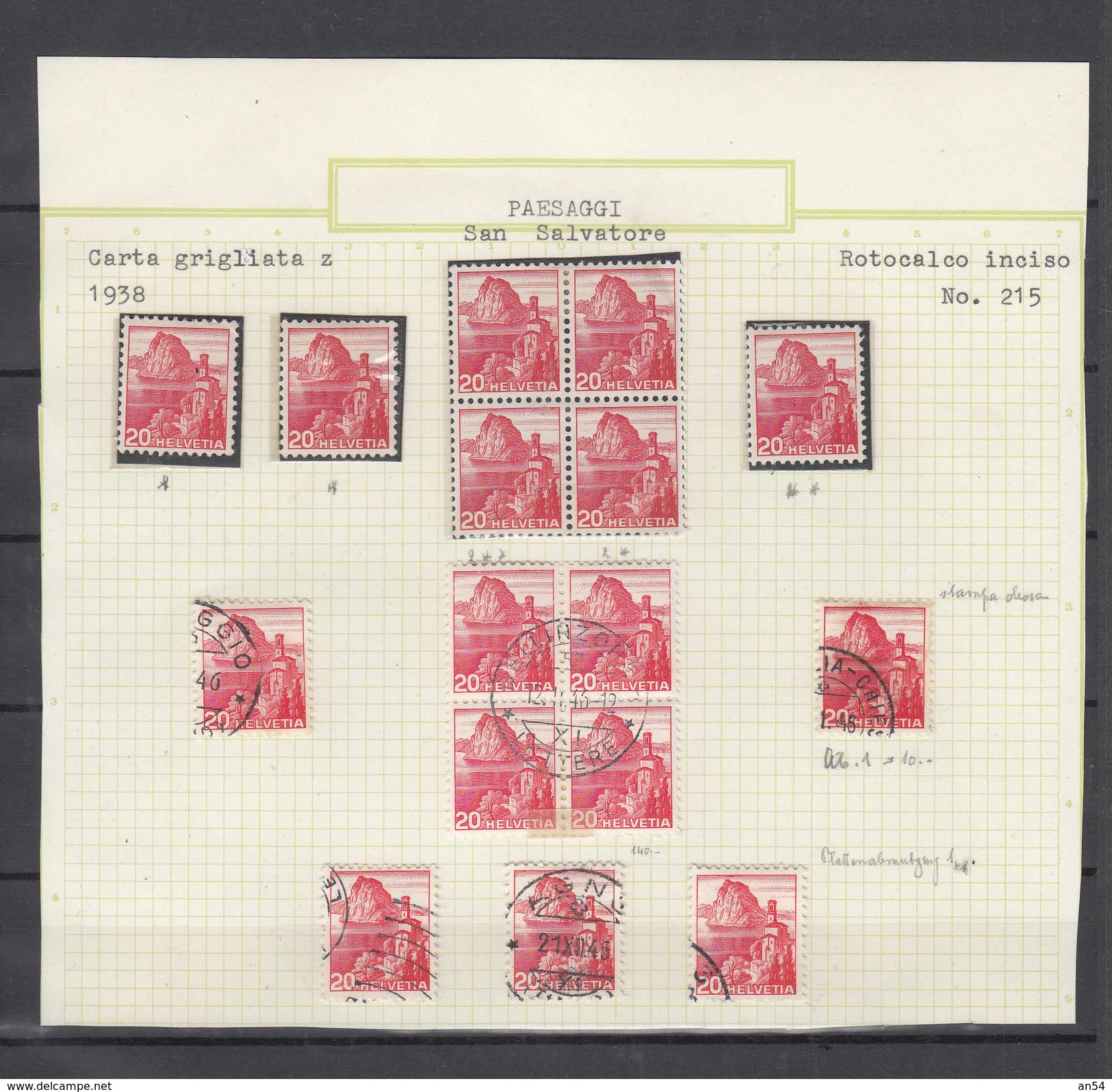 1938   LOT  N° 215z   NEUFS** ET OBLITERES COTE 159 FRS. VEDU à 15% DE LA COTE  CATALOGUE ZUMSTEIN - Vrac (max 999 Timbres)