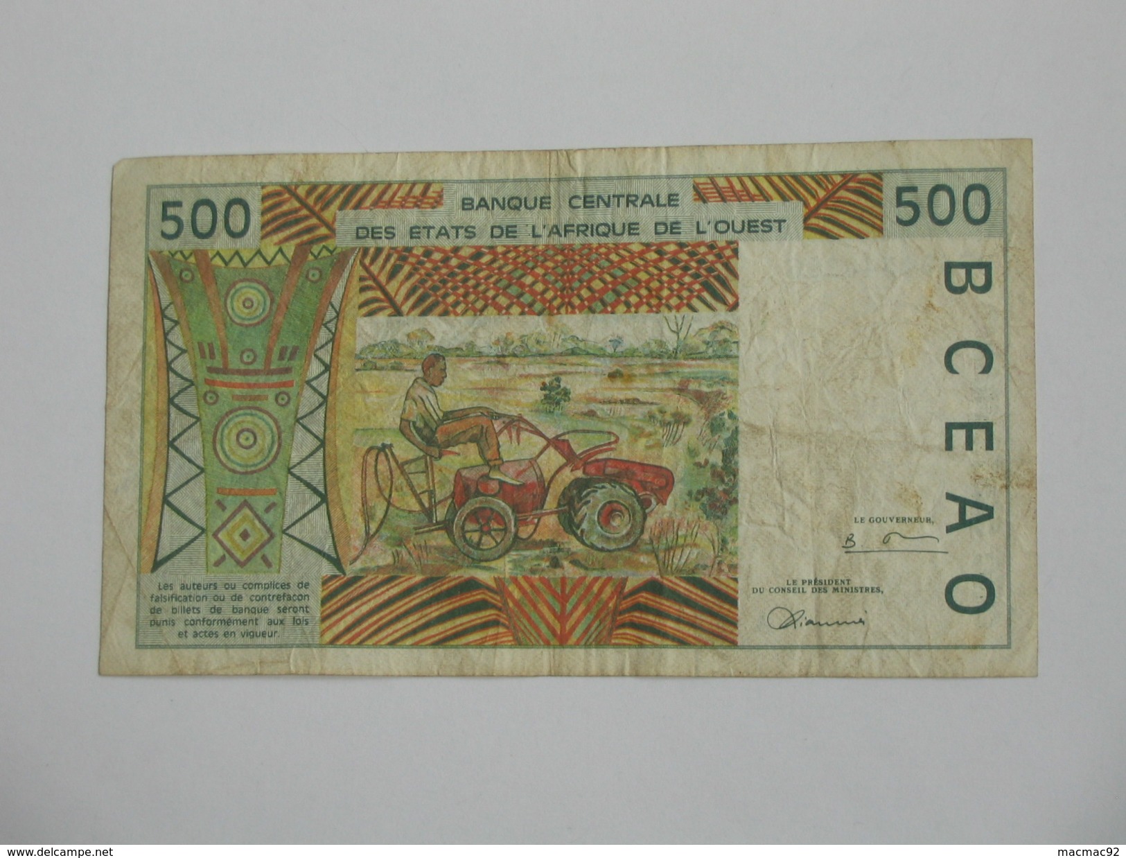 500 Cinq Cents Francs 1986- 1996 -  Banque Central Des états De L'Afrique De L'ouest  **** EN ACHAT IMMEDIAT **** - Costa De Marfil