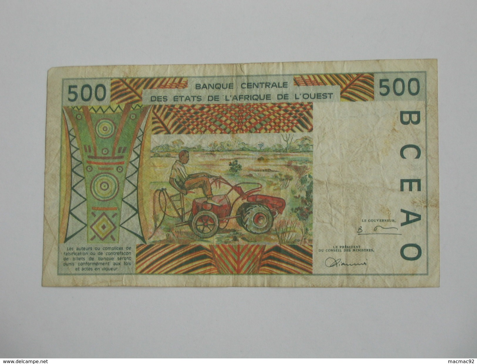 500 Cinq Cents Francs 1986- 1996 -  Banque Central Des états De L'Afrique De L'ouest  **** EN ACHAT IMMEDIAT **** - Côte D'Ivoire