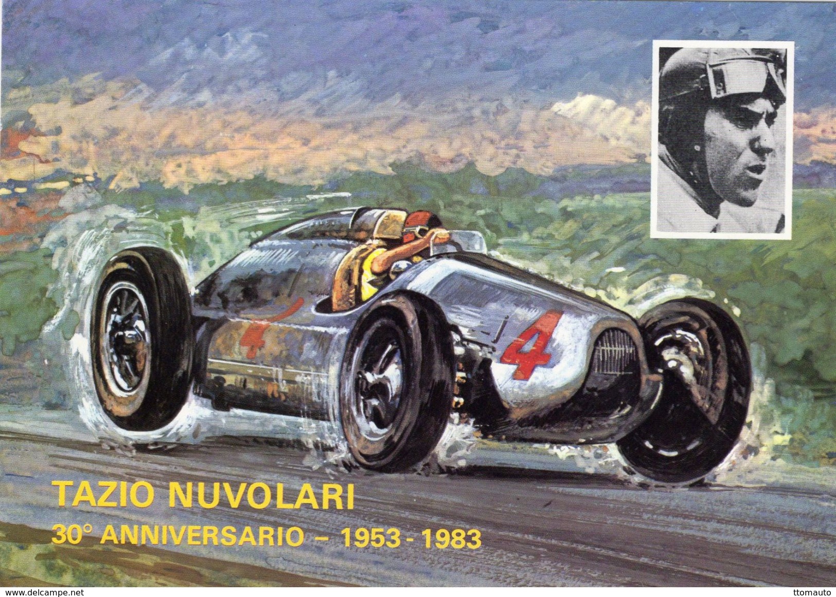 British Grand Prix, Donington 1938  -  Tazio Nuvolari  -  Auto Union D Type  -  Art Card  - CPM - Grand Prix / F1