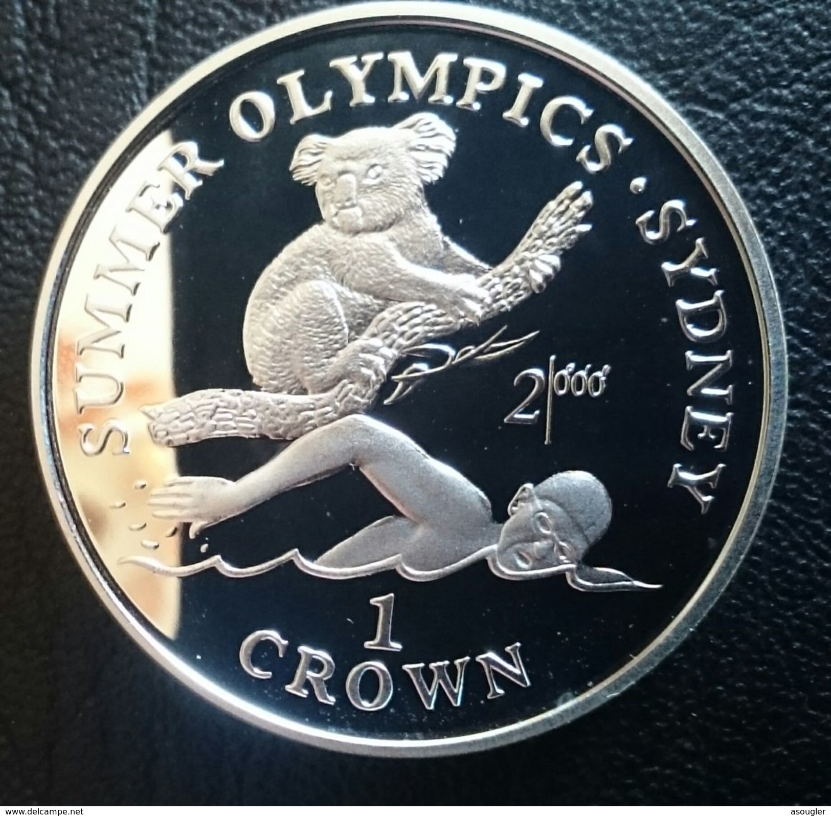 GIBRALTAR 1 CROWN 1999 SILVER PROOF " Summer Olympics - Sydney 2000"  Free Shipping Via Registered Air Mail - Gibraltar