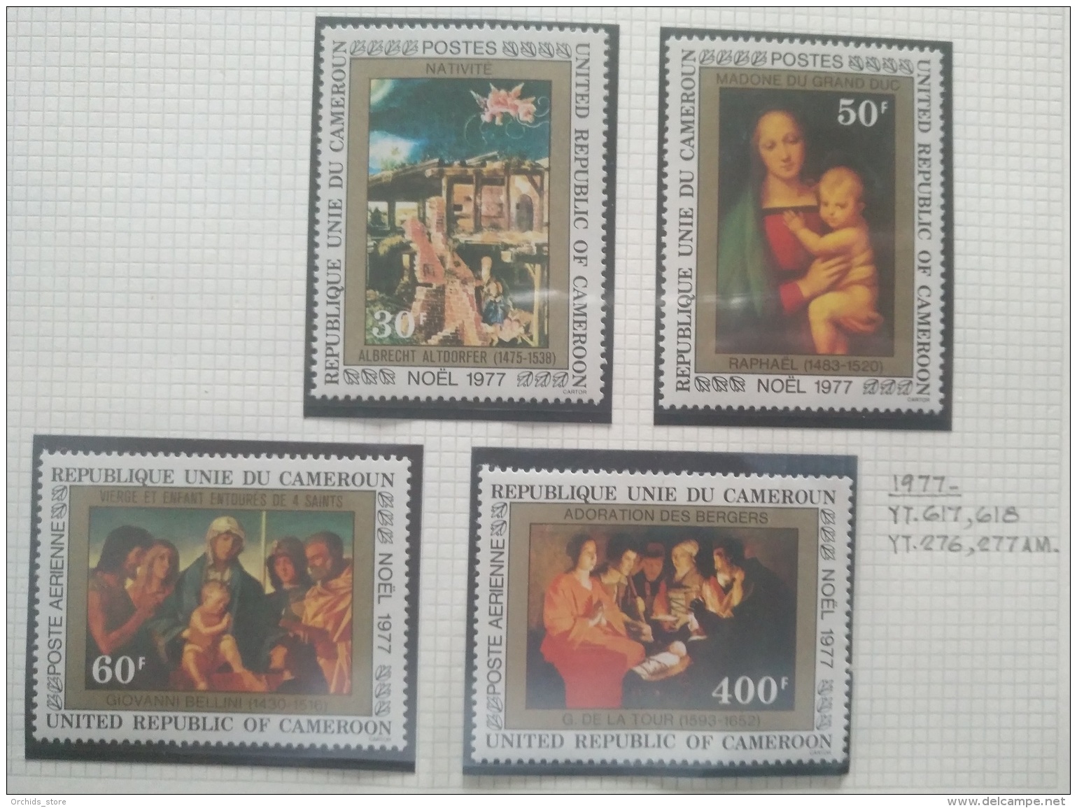 P7 Paintings - Cameroon 1977 Yv. 617-617 + 276-277 AM Complete Set 4v. MNH - Christmas - Cameroon (1960-...)