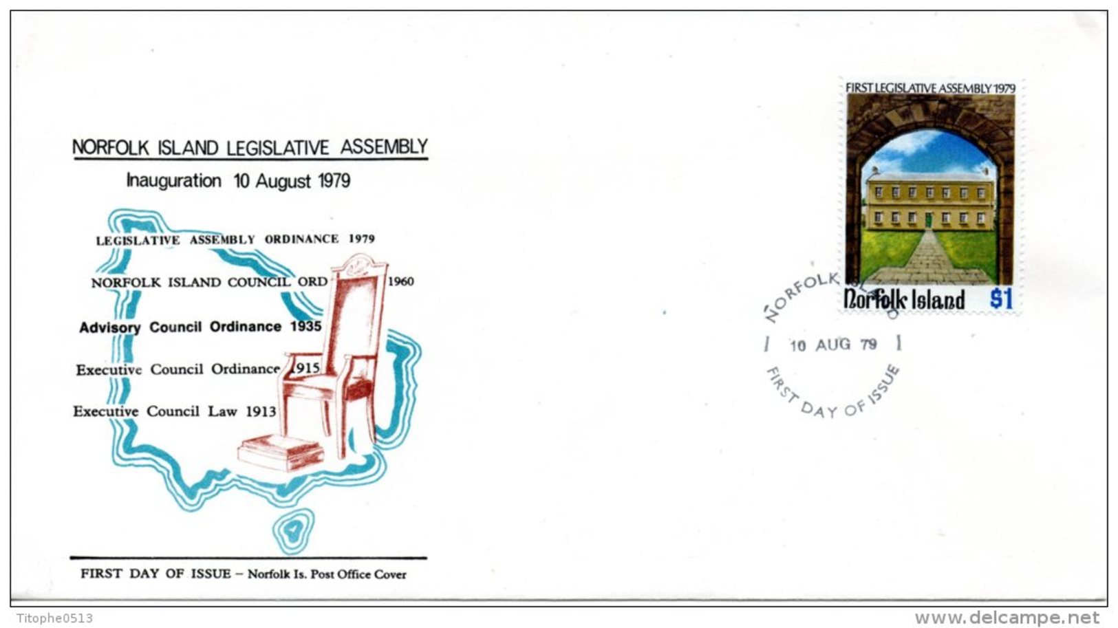 NORFOLK. N°228 Sur Enveloppe 1er Jour (FDC) De 1979.  Parlement. - Isola Norfolk