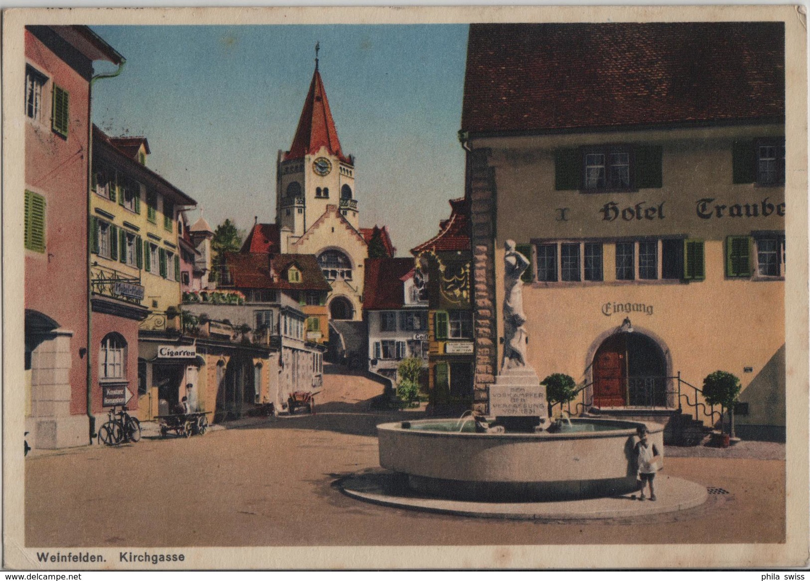 Weinfelden - Kirchgasse, Hotel Traube, Brunnen - Animee - Photo: J. U. P. Brenner - Weinfelden