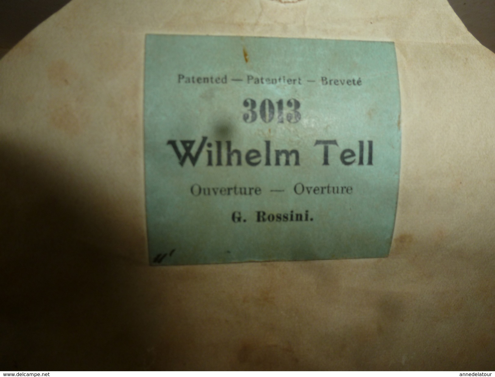 Rouleau Ancien Perforé Pour Piano Mécanique 3013  Wilhelm Tell  Ouverture  G. Rossini - Other Products