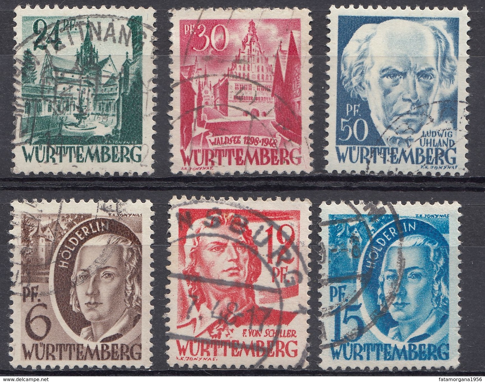 WURTTEMBERG - OCCUPAZIONE FRANCESE GERMANIA - 1948 - Lotto Composto Da 6 Valori Obliterati - Altri & Non Classificati