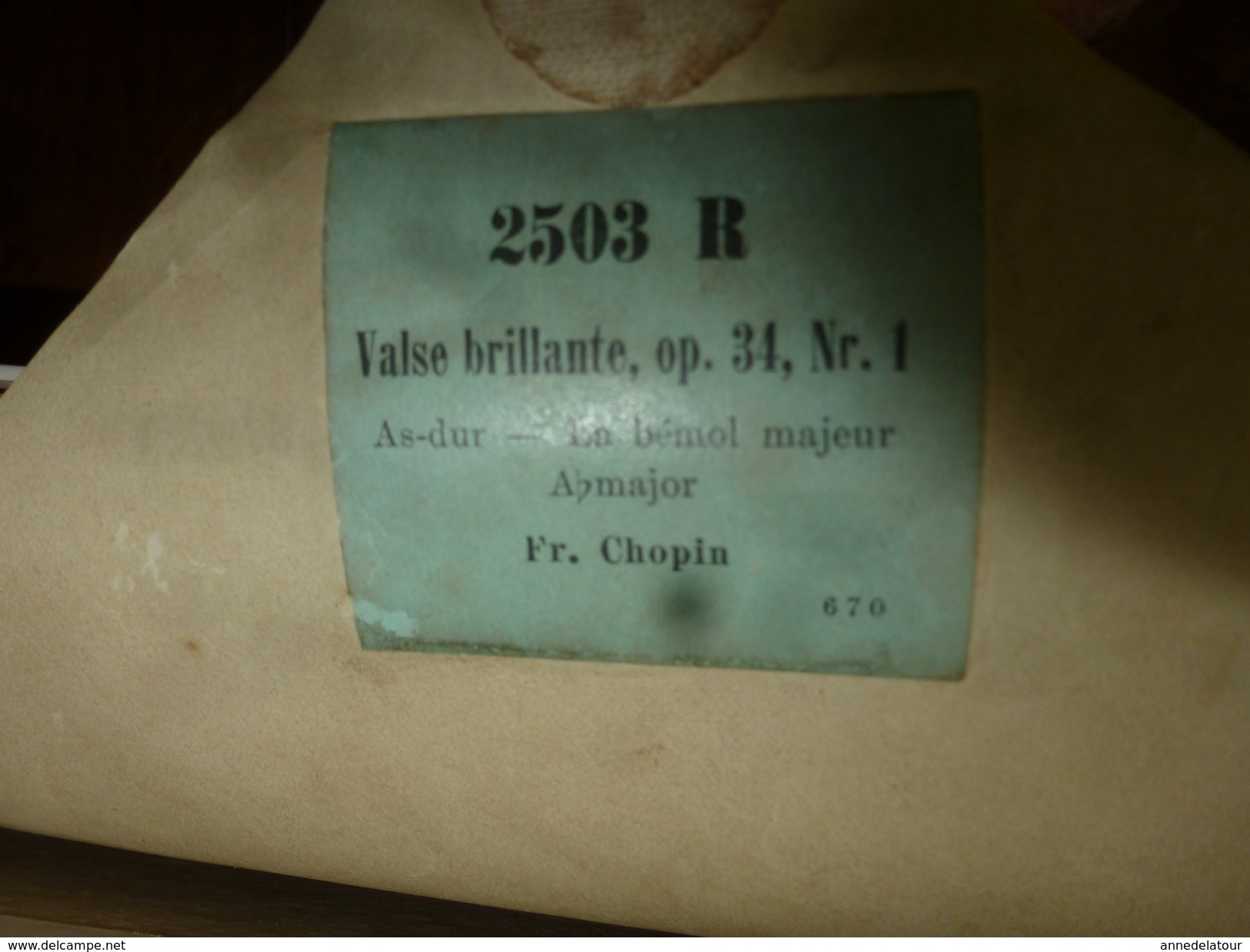 Rouleau Ancien Perforé Pour Piano Mécanique 2503 R Valse Brillante Op. 34 Nr. 1  La Bémol Majeur, Fr. Chopin - Objets Dérivés