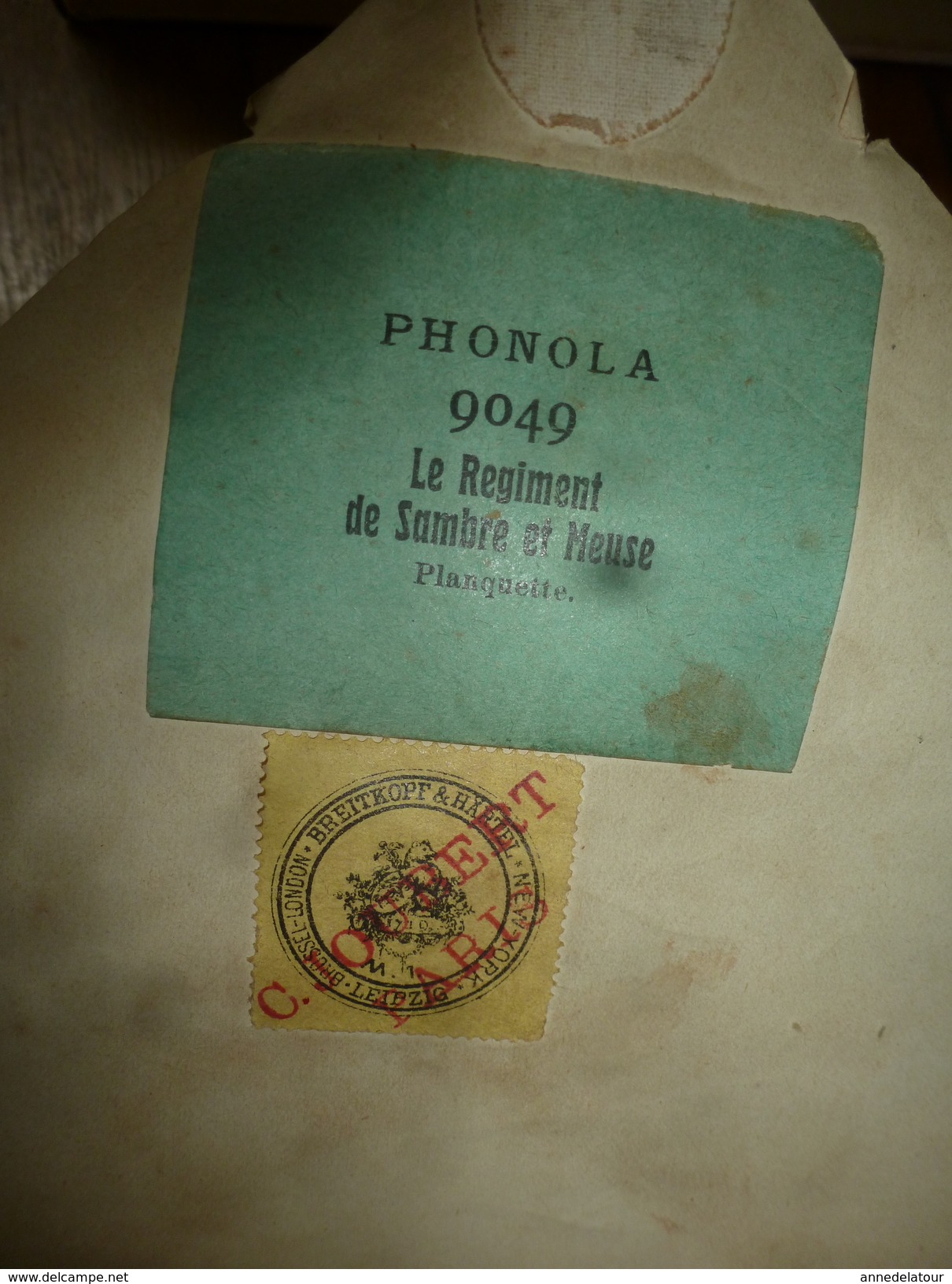 Rouleau Ancien Pour Piano Mécanique PHONOLA 9040 Le Régiment De Sambre Et Meuse, Planquette (avec Timbre) - Objets Dérivés