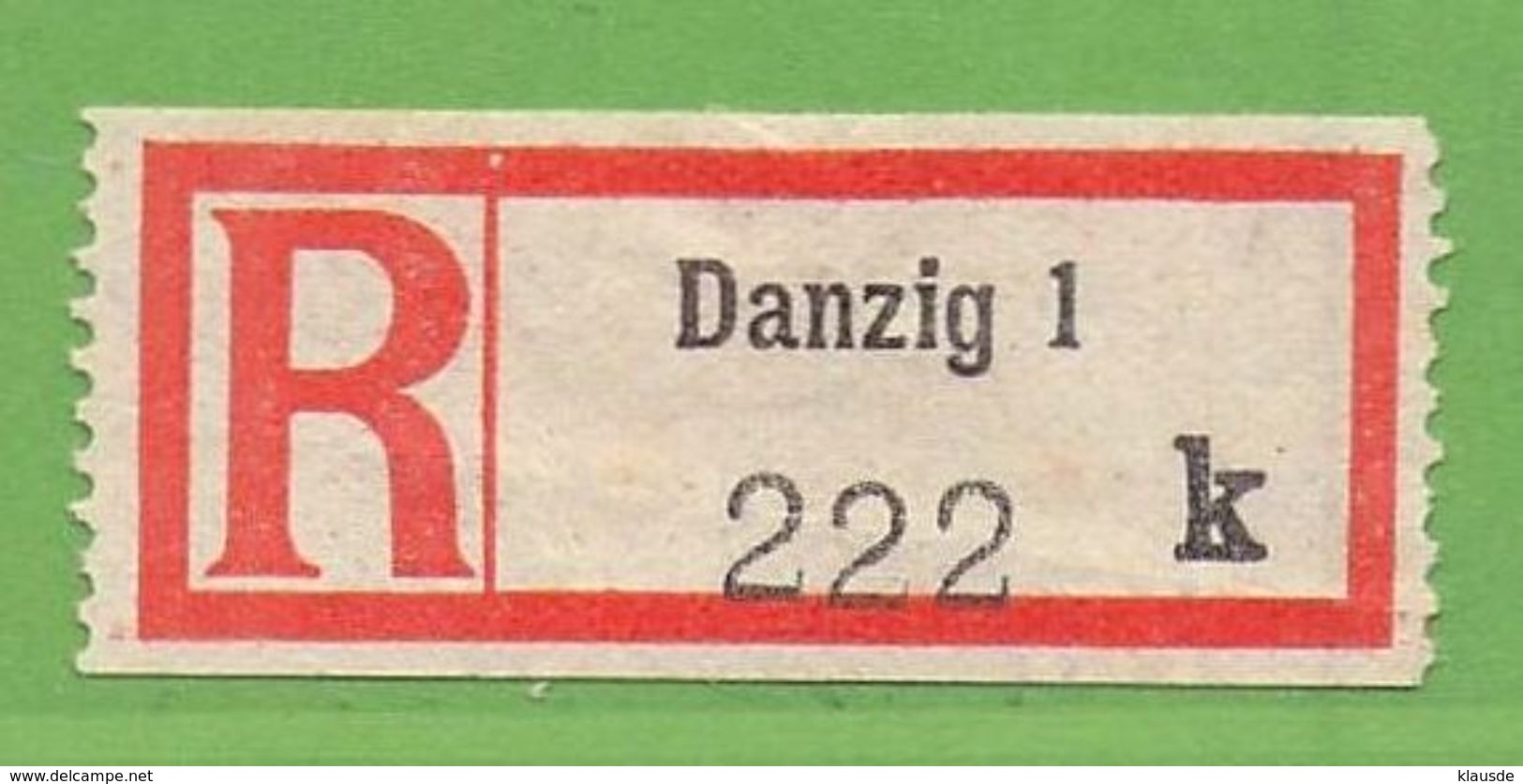 MiNr.R-Zettel Deutsches Reich Danzig - Otros & Sin Clasificación