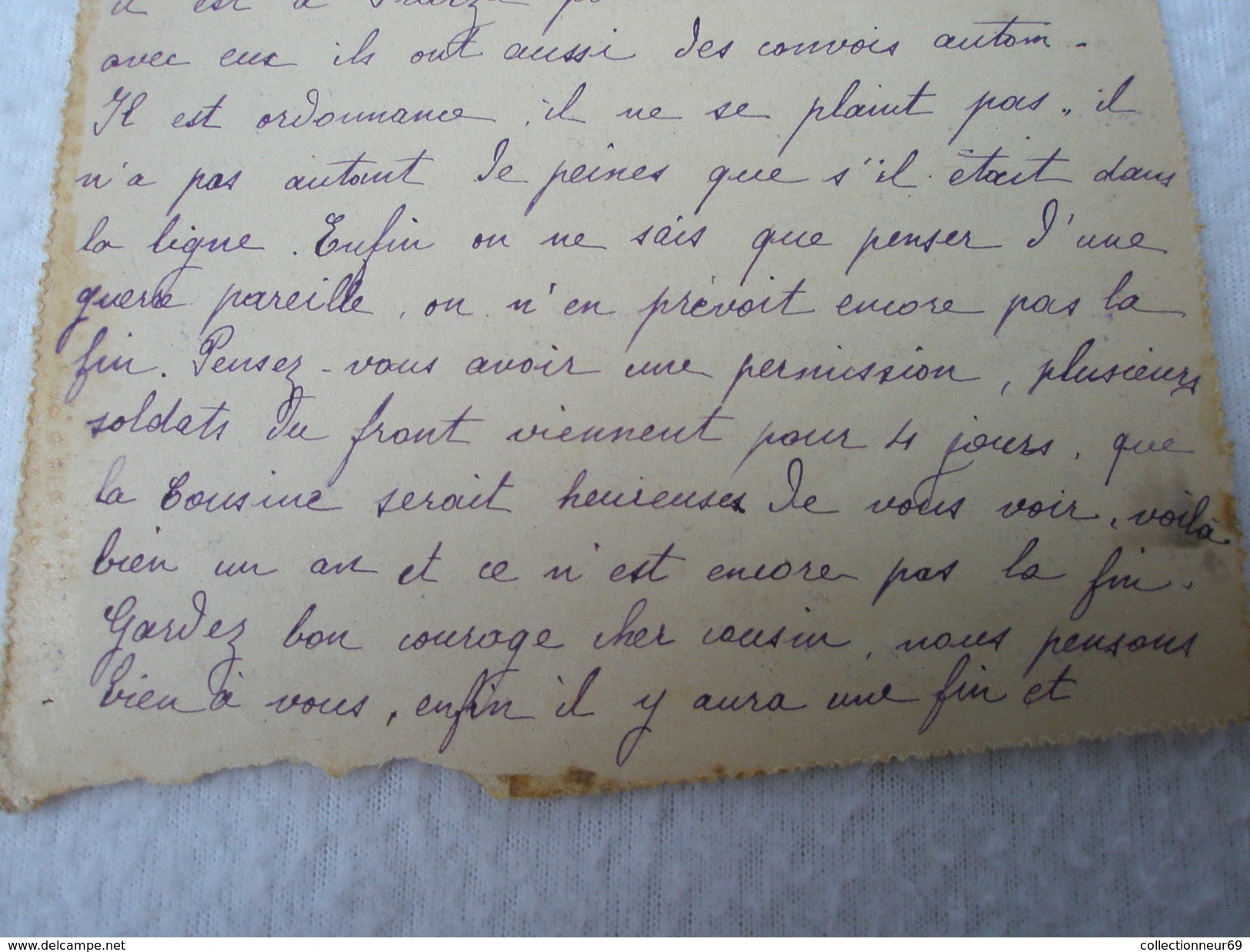 Lettre d'un ancien Poilu de 1915 Convoi Auto RVF // 41ème Division Secteur 44 / WW1 1914/1918