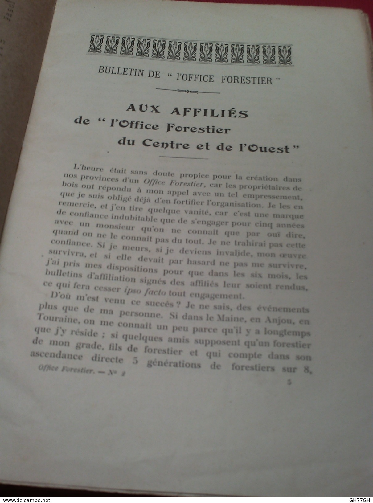 Bulletin Trimestriel De L'office Forestier Du Centre Et De L'ouest -1ère Année -2ème Trimestre -avril 1908 -n°2 - 1900 - 1949