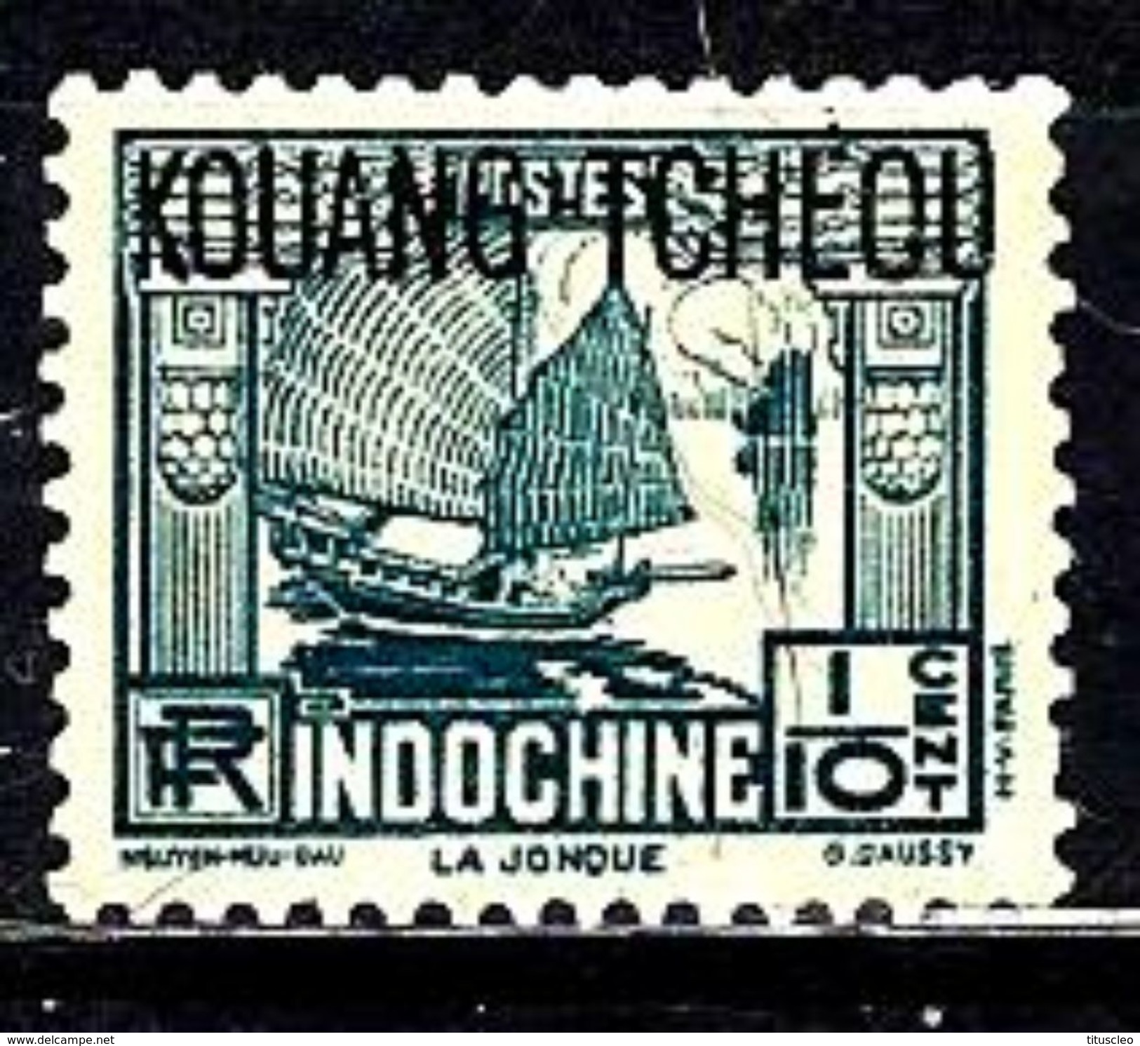 KOUANG-TCHEOU 97* 1/10c Bleu-vert - Unused Stamps