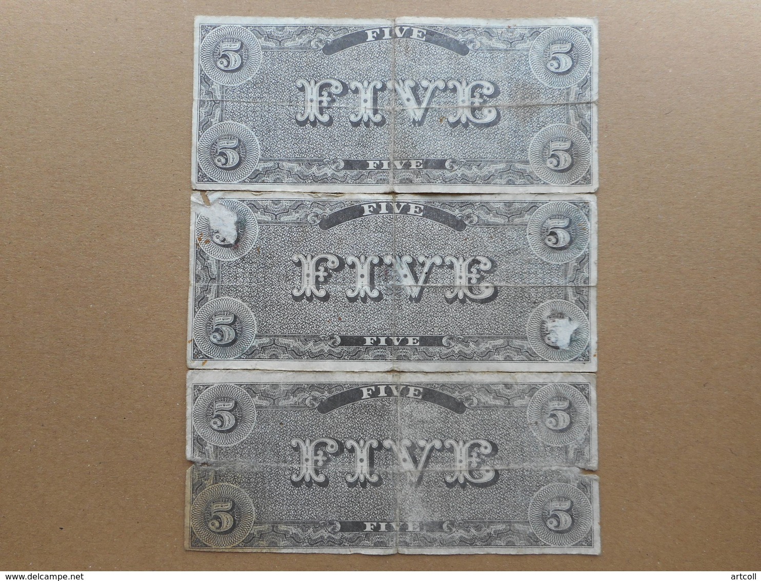 United States 5 Dollars 1861 (Lot Of 3 Banknotes) (FAKE) - Confederate (1861-1864)