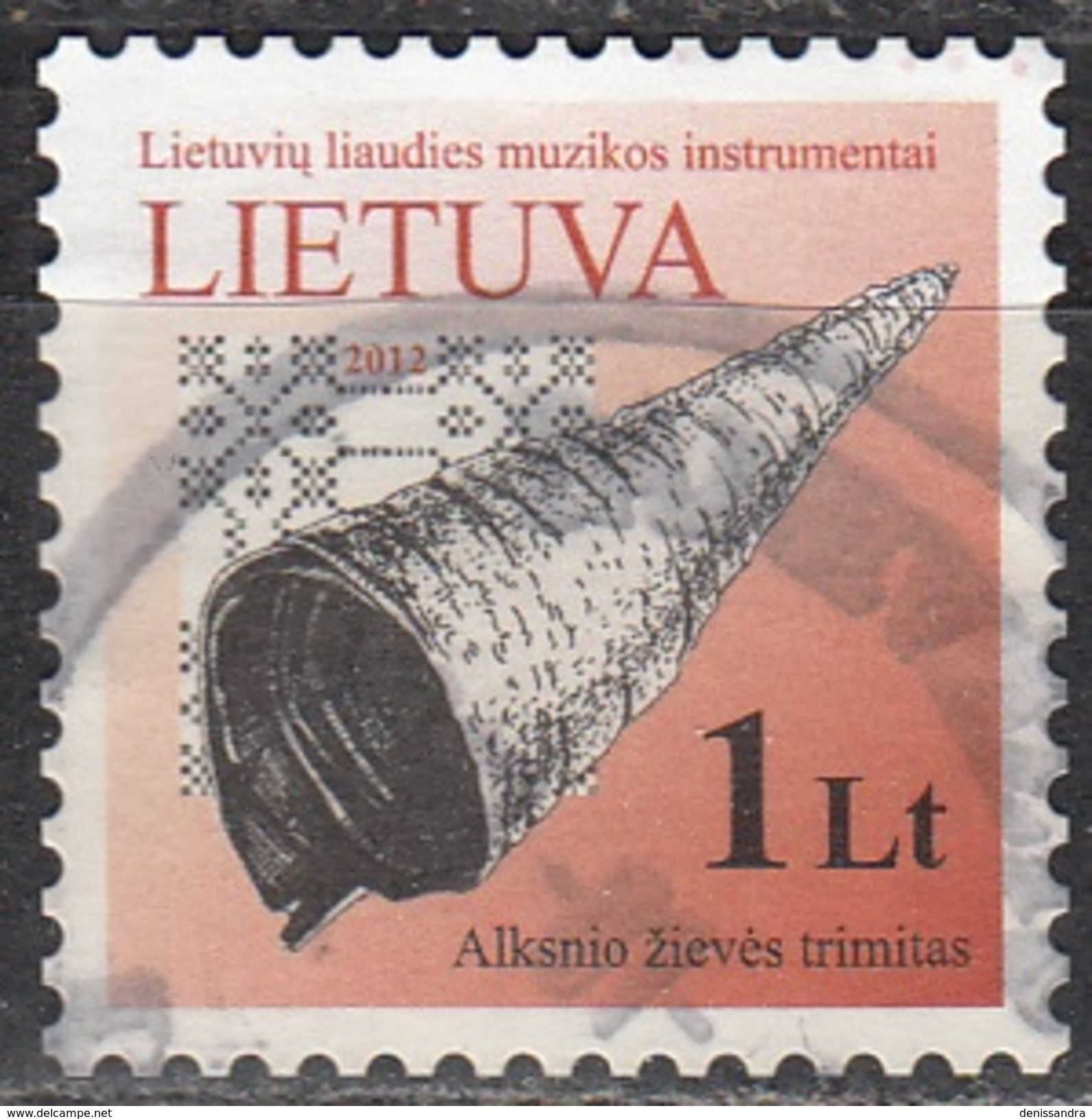 Lietuva 2012 Michel 1090I O Cote (2013) 0.80 Euro Corne En Bois Cachet Rond - Lituanie