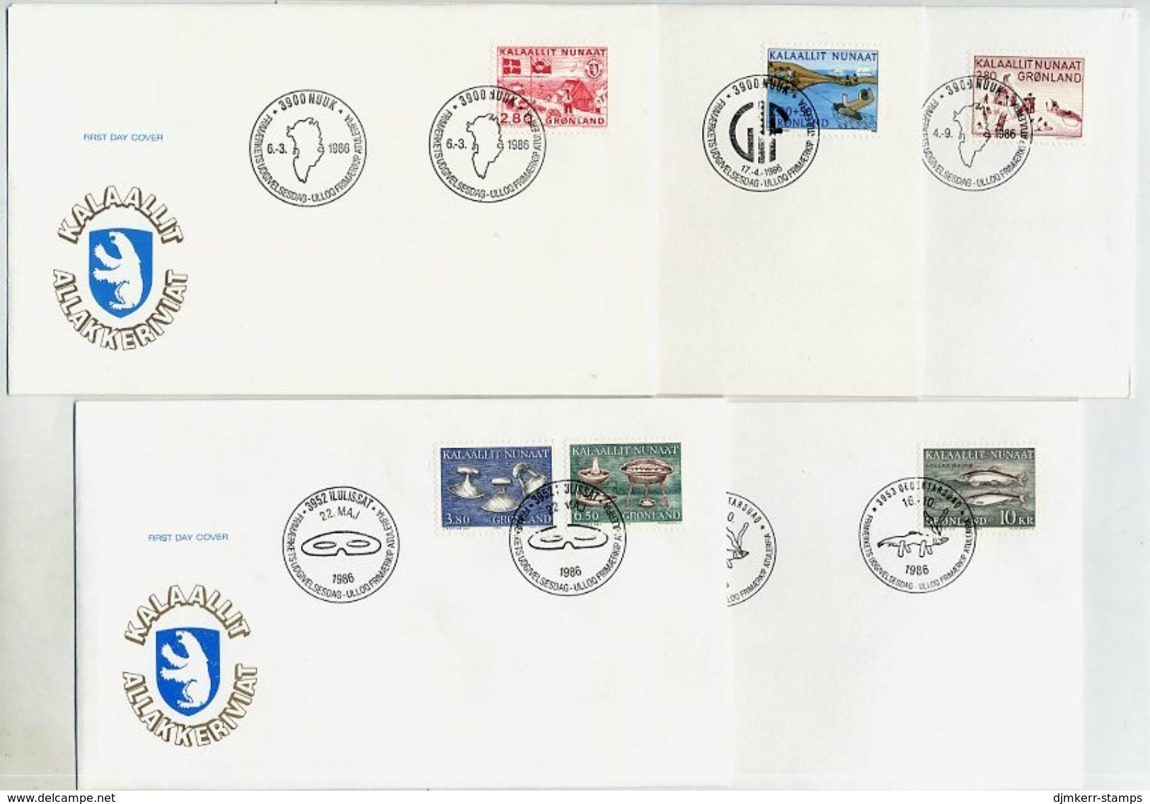 GREENLAND 1986 Complete Issues On FDC.Michel 163-68 - FDC