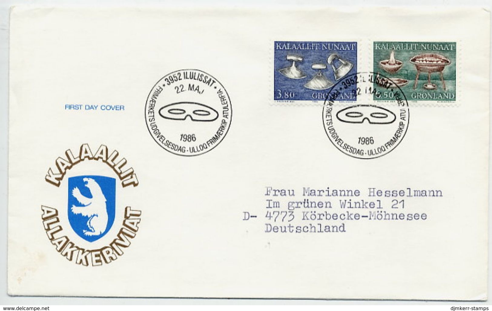 GREENLAND 1986 Cultural Artefacts I On FDC. Michel 165-66 - FDC